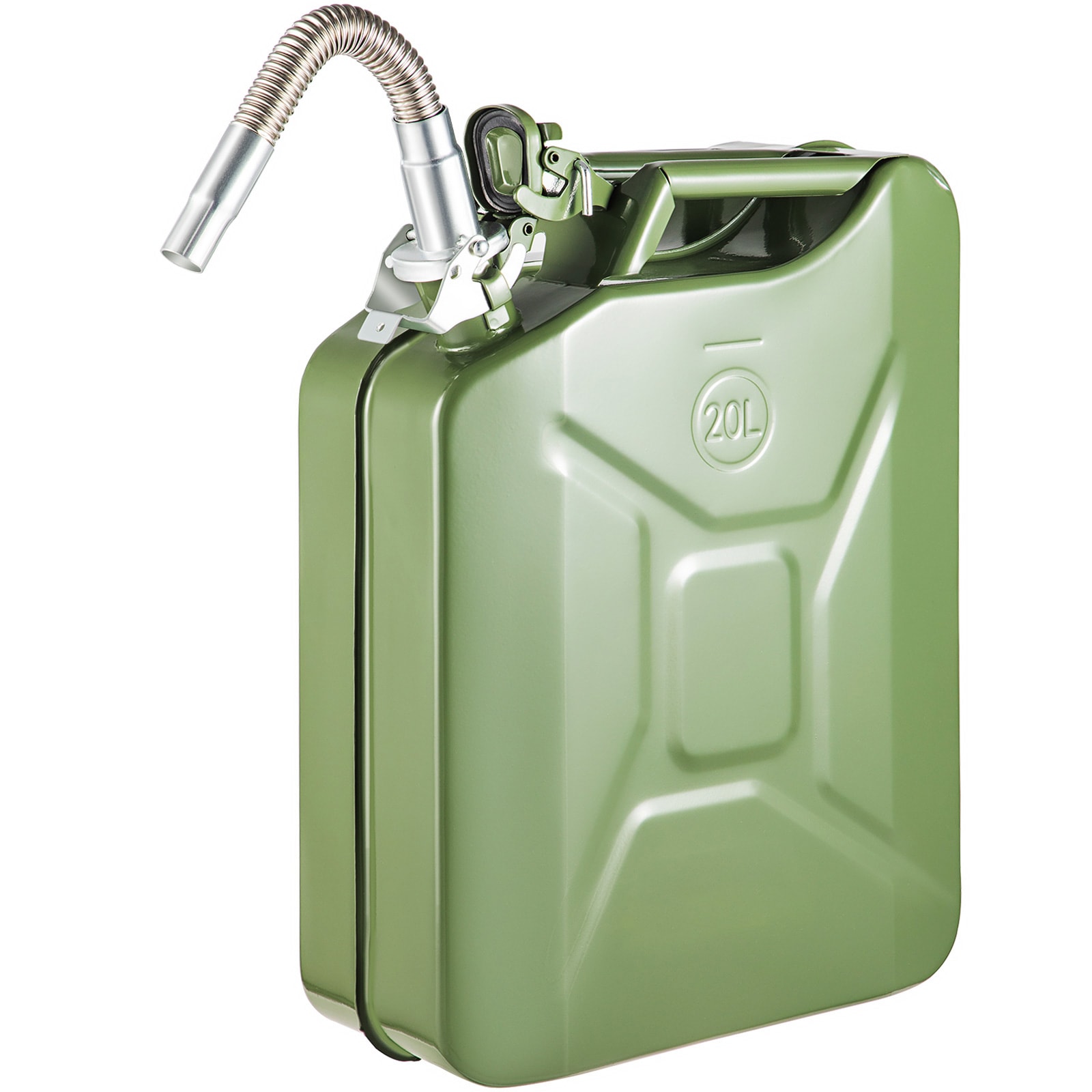 VEVOR Jerry Fuel Can 5.3 Gallon / 20 L Portable Jerry Gas Can with Flexible Spout System Rustproof and Heat-resistant Steel Fuel Tank for Cars Trucks Equipment Green