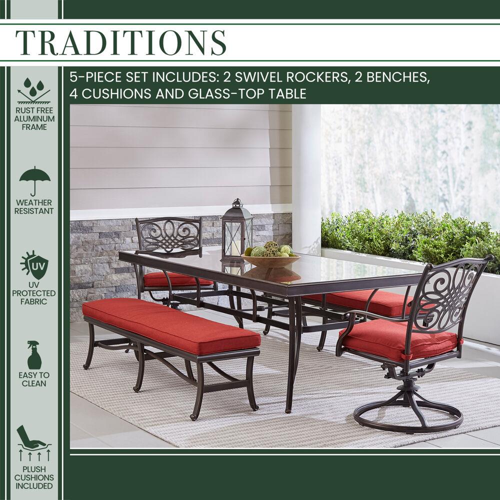 Hanover TRADDN5PCSW2GBN-RED Patio-Dining-Sets - View #2