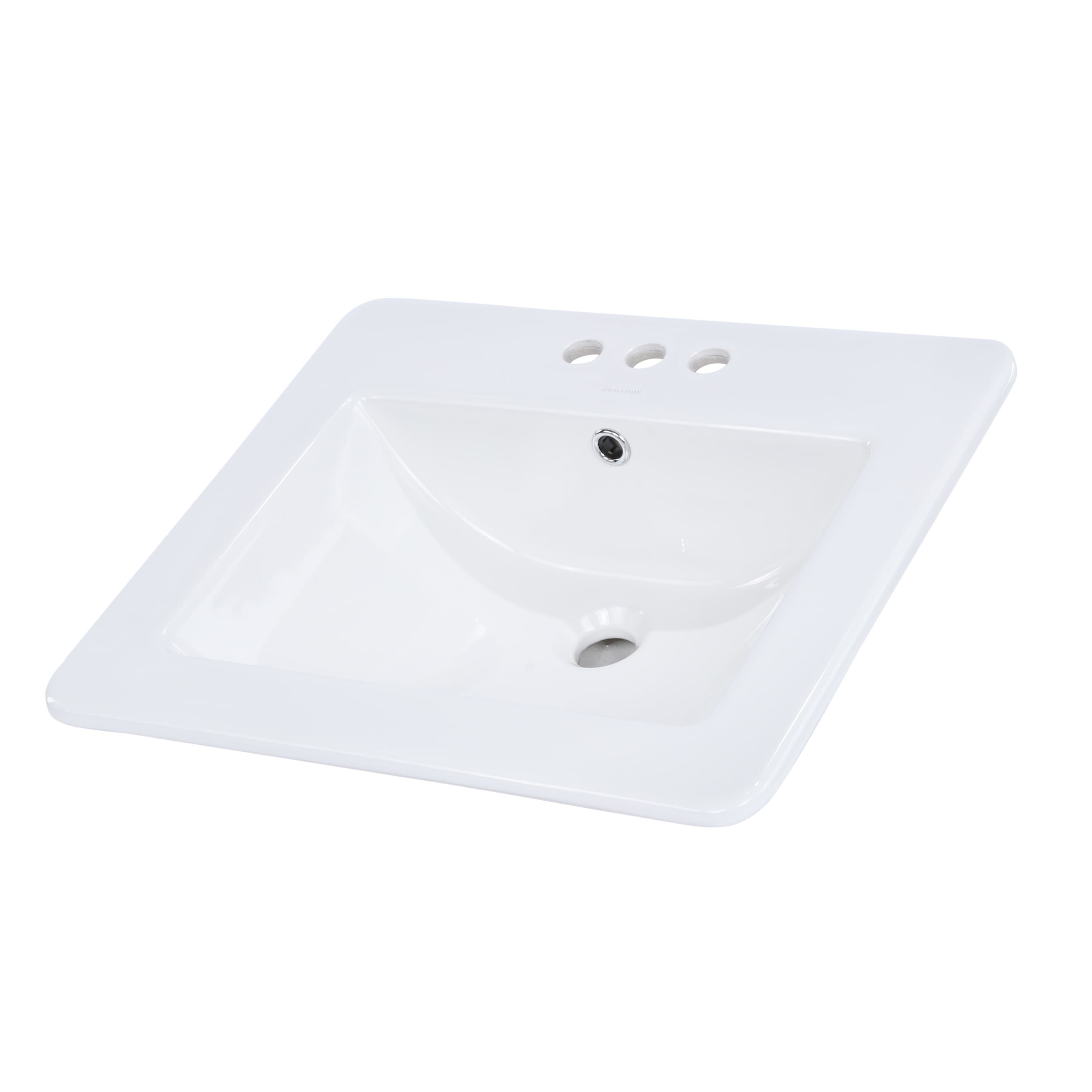 allen + roth white drop-in rectangular traditional bathroom sink