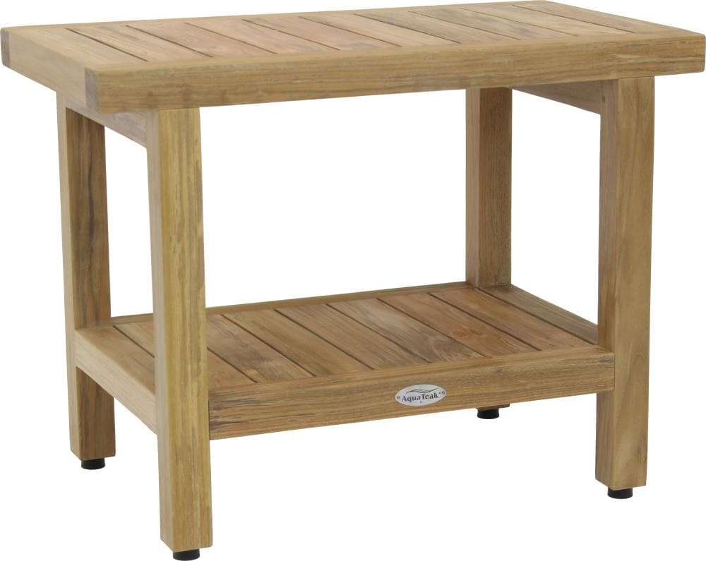 AquaTeak 341-N Raw Teak Wood Freestanding Shower Chair