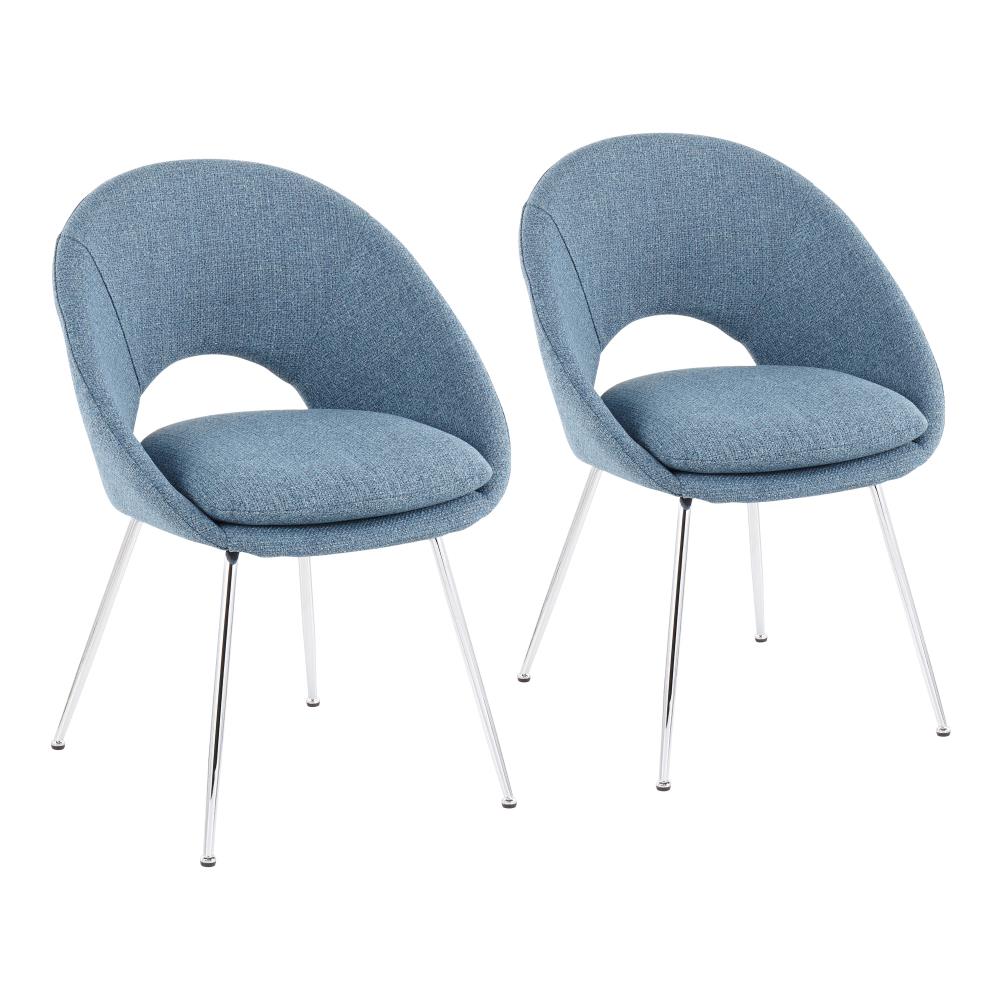 LumiSource CH-METRO BU2 2 Metro Modern Chrome, Blue Noise Fabric Accent Chair