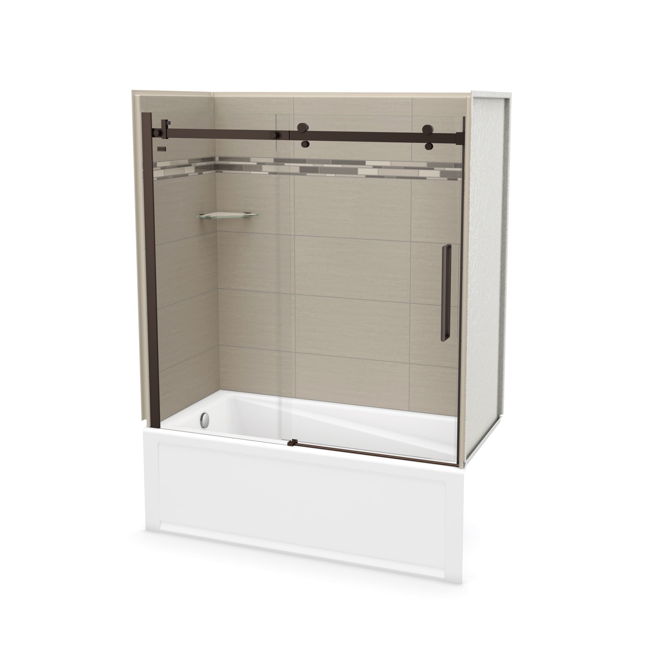 MAAX 106366-300-502-102 Utile 30-in W x 60-in L x 80-in H Origin Greige 5 -Piece Bathtub Shower Combination Kit (Left Drain) with Tub/Wall/Door Included