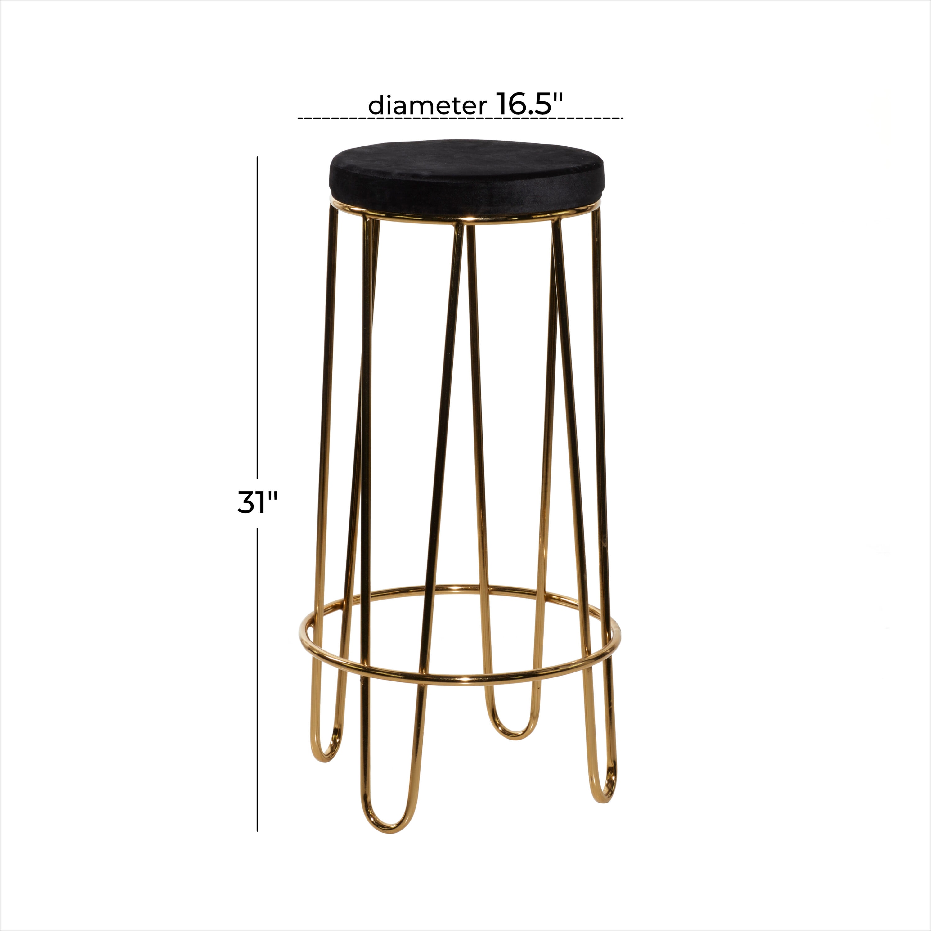Sleek 31" Black Upholstered Metal Bar Stool