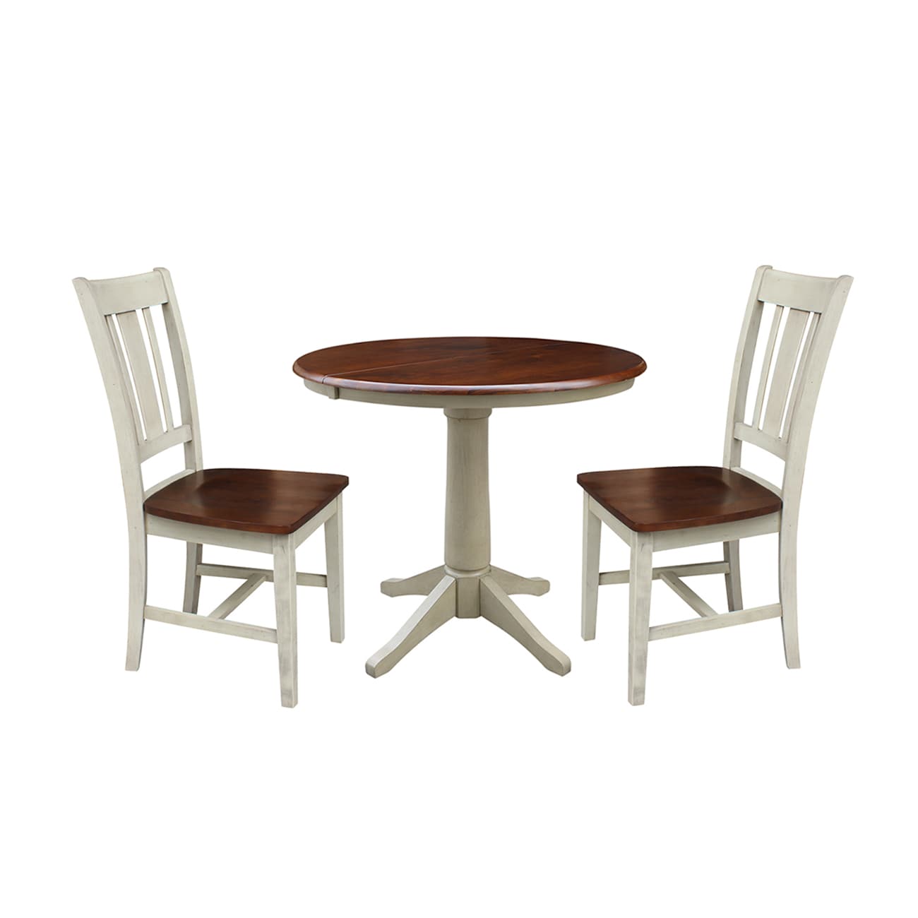 International Concepts K12-36RXT-27B-C10-2 Antiqued almond/espresso Traditional Dining Room Set with Round Table ( Seats 4 )