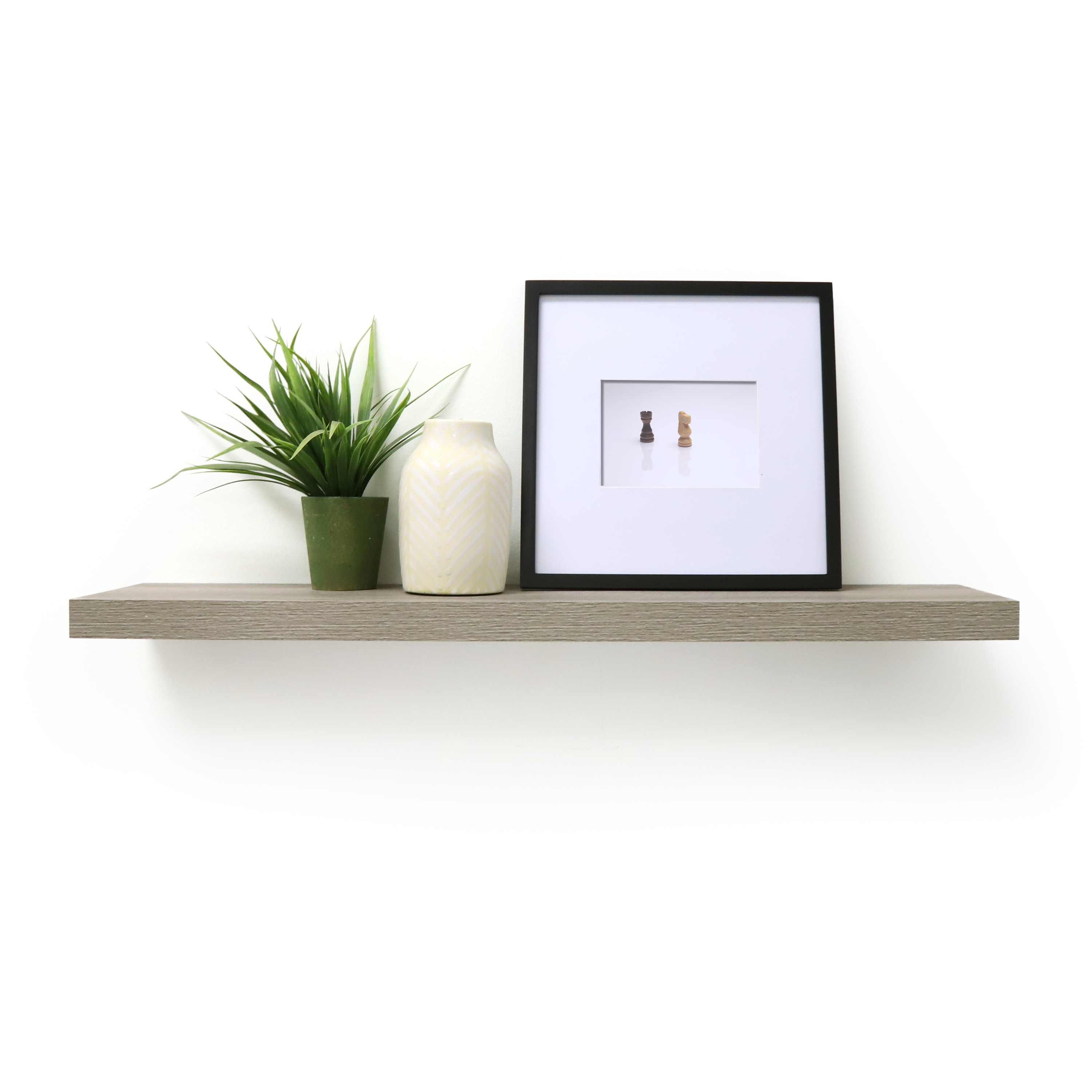 allen + roth 9481181 35.4-in L x 7.8-in D x 1.5-in H Driftwood MDF Rectangular Floating shelf
