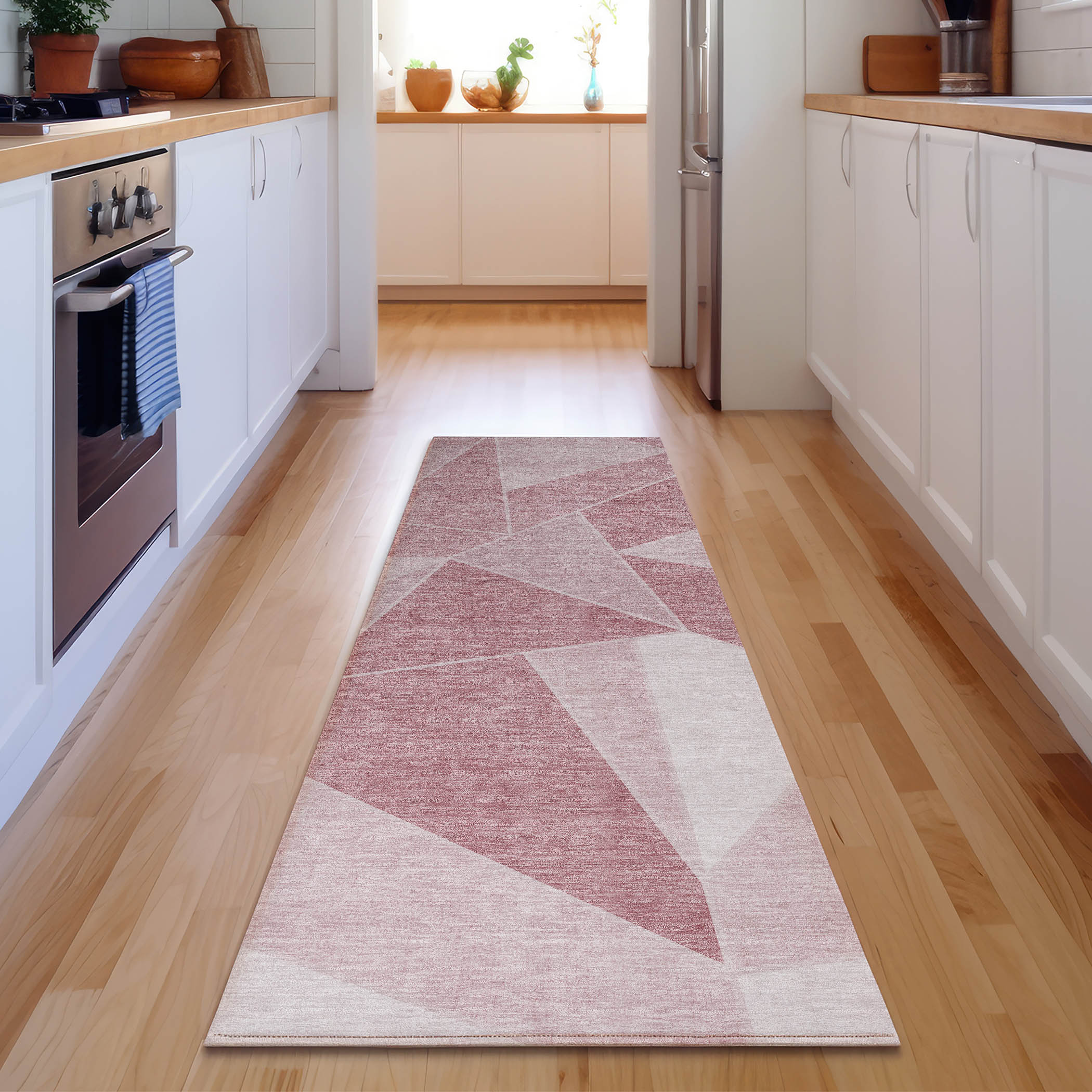 Addison Rugs AMF636BL2X8 Mayfield AMF636BL 2 x 7 (ft) Polyester Pink Rectangular Indoor Geometric Machine washable Runner rug