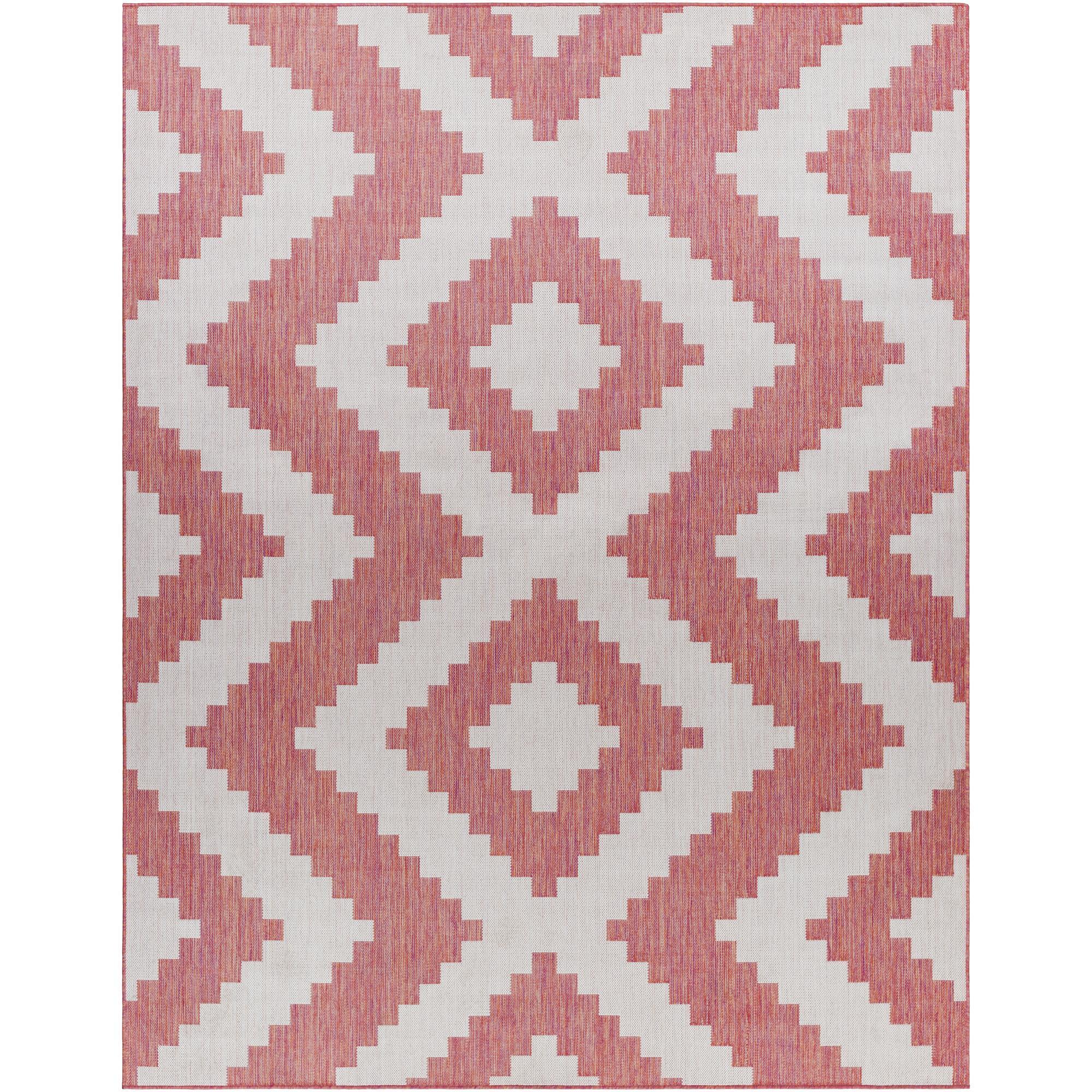 Livabliss LBH2313-71010 Long Beach 8 x 10 (ft) Polypropylene Red Orange/Gray Rectangular Indoor/Outdoor Chevron Global Area rug