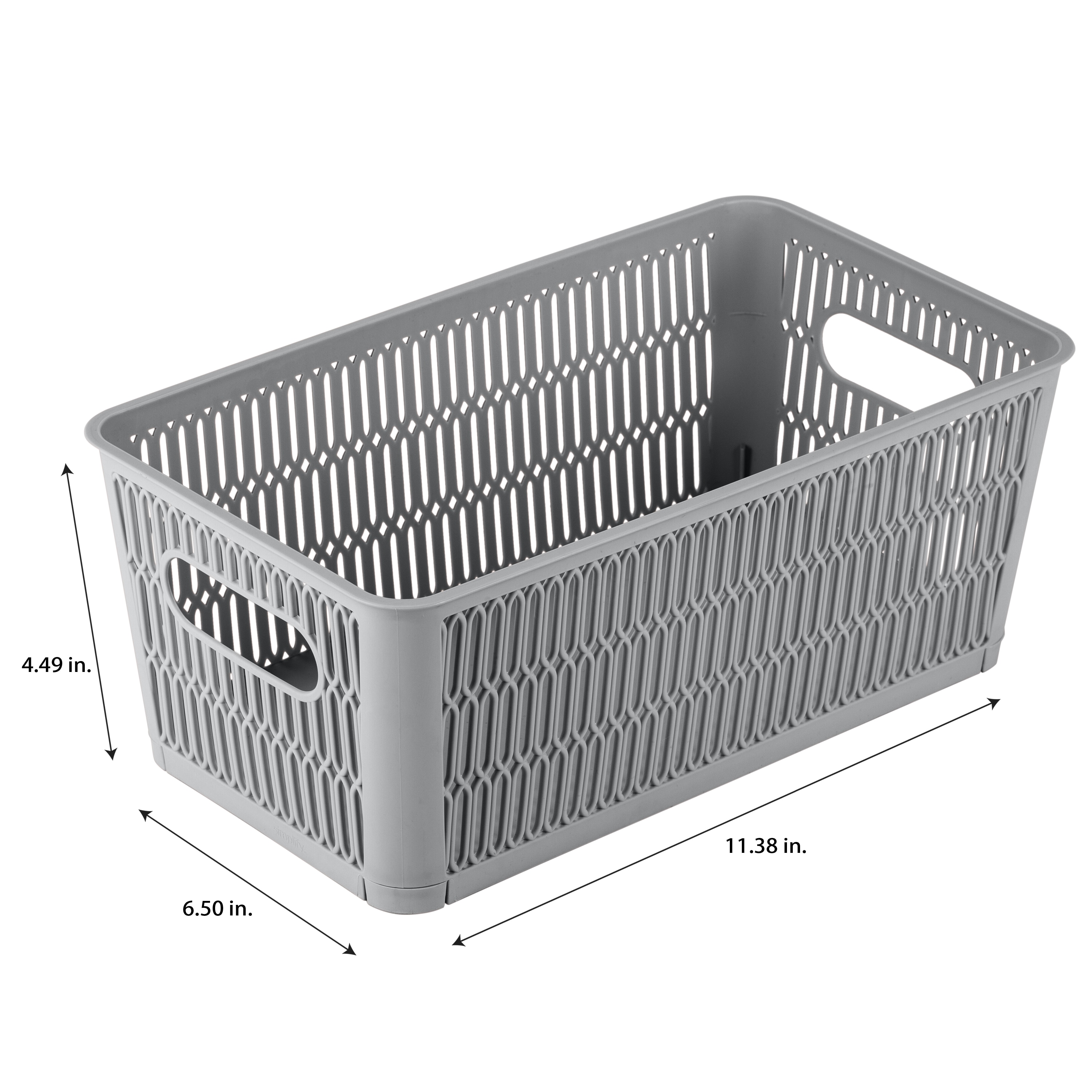 Small Gray Stackable Plastic Storage Tote Baskets, Set of 2