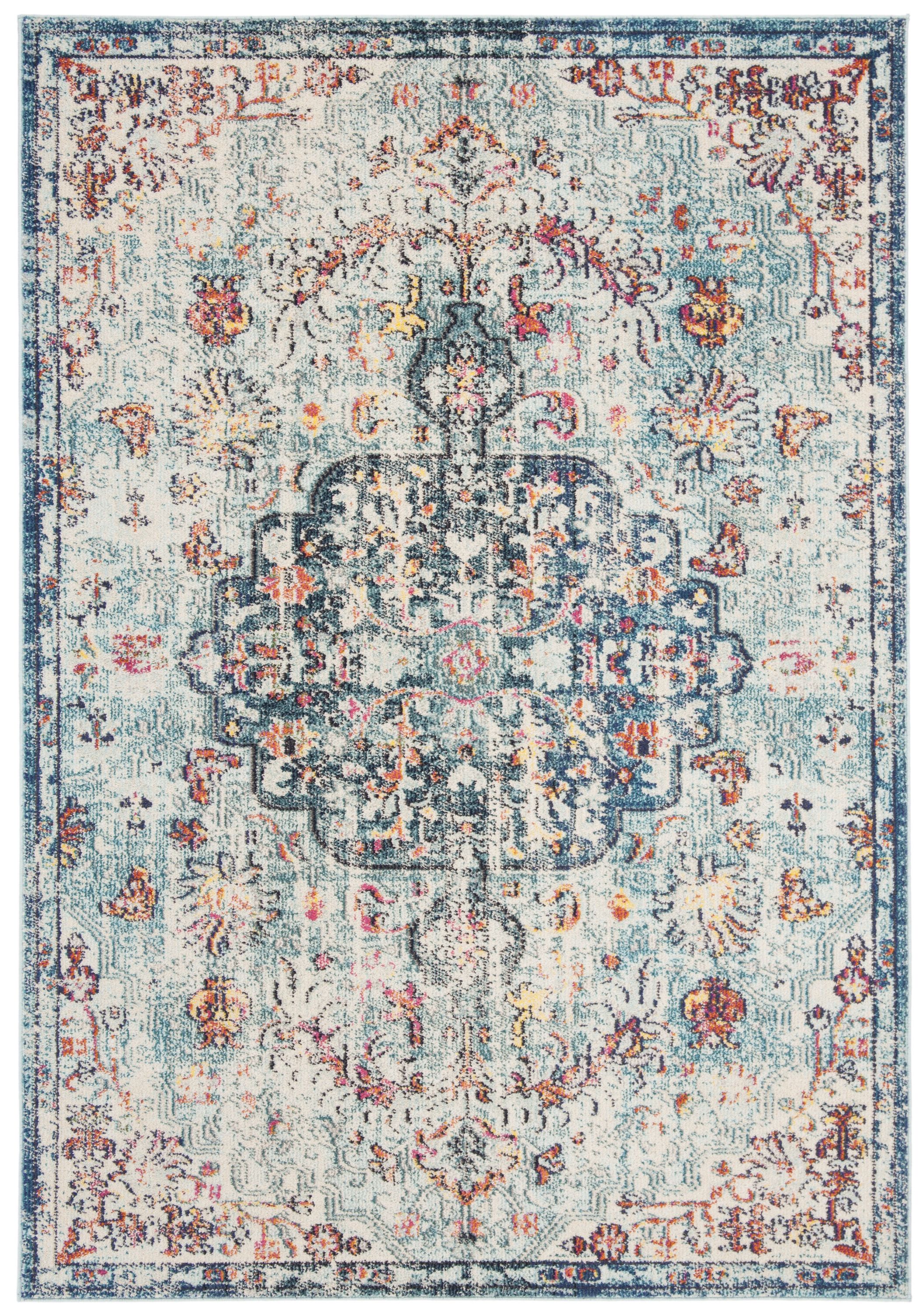 Safavieh Madison Sudbury 9 x 12 Gray/Light Blue Indoor Distressed/Overdyed Vintage Area Rug
