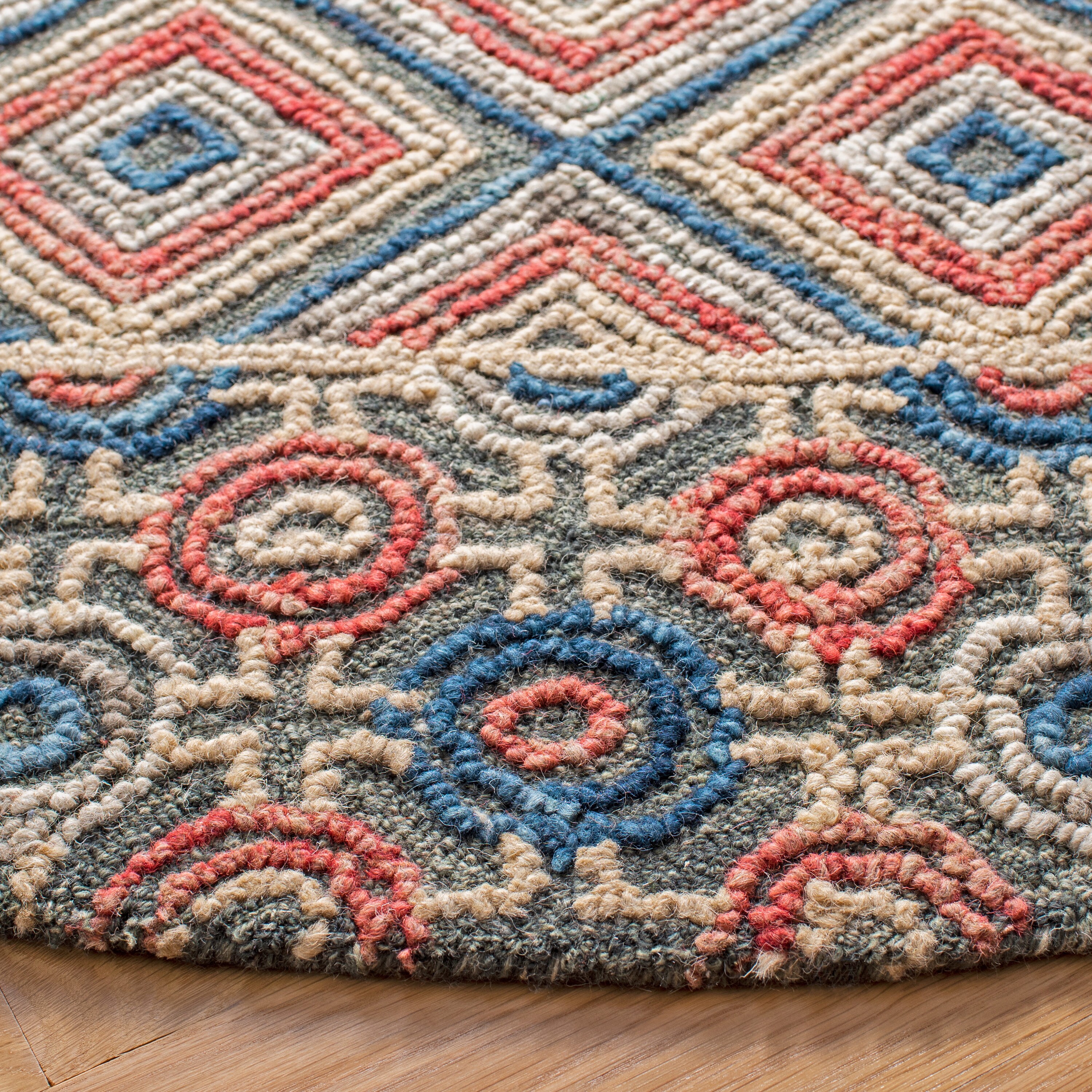 Elegant Gray Square Hand-Tufted Wool Area Rug