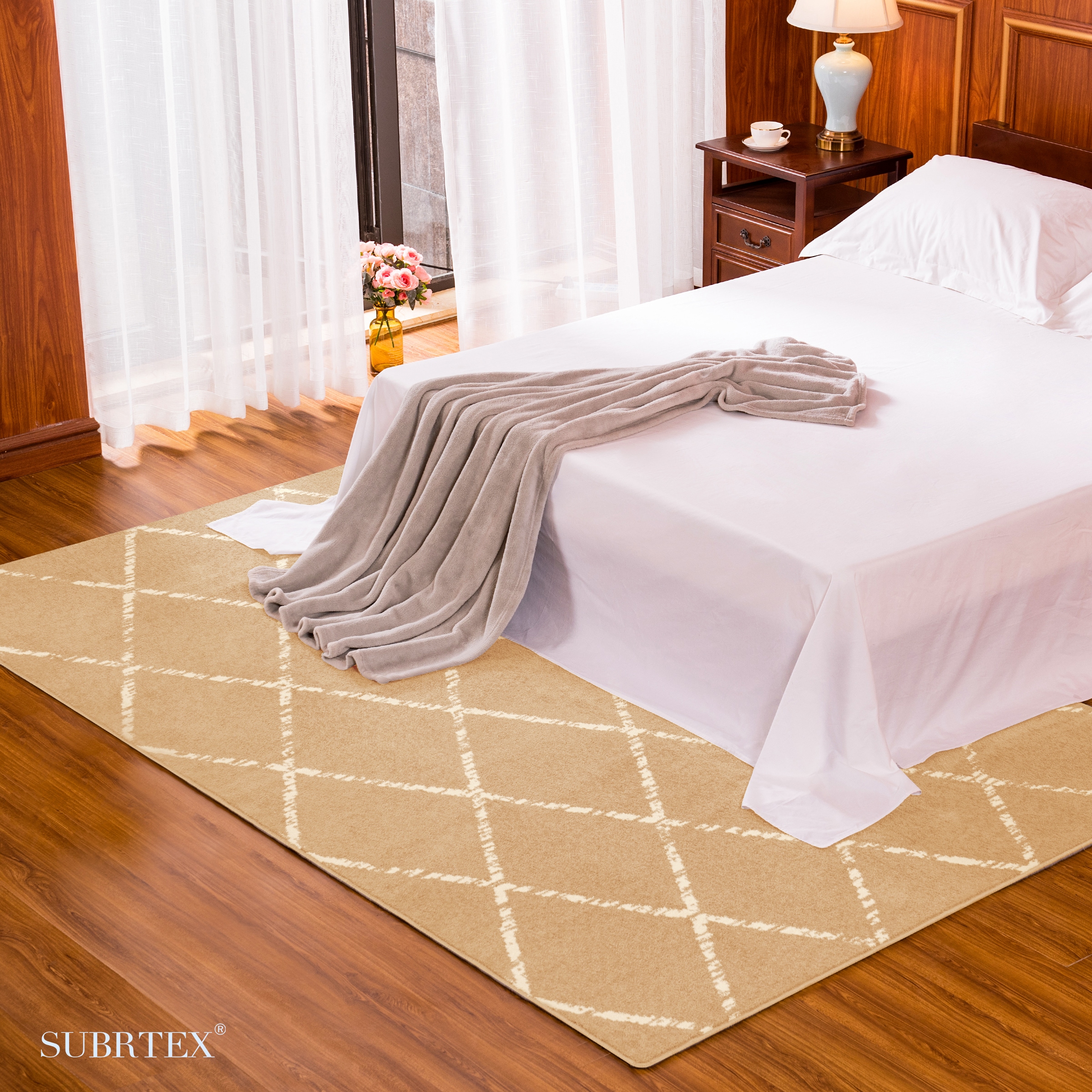 Subrtex SBTDT001-205 Modern Design 6 X 9 (ft) Yellow Diamond Check Indoor Abstract Machine Washable Area Rug