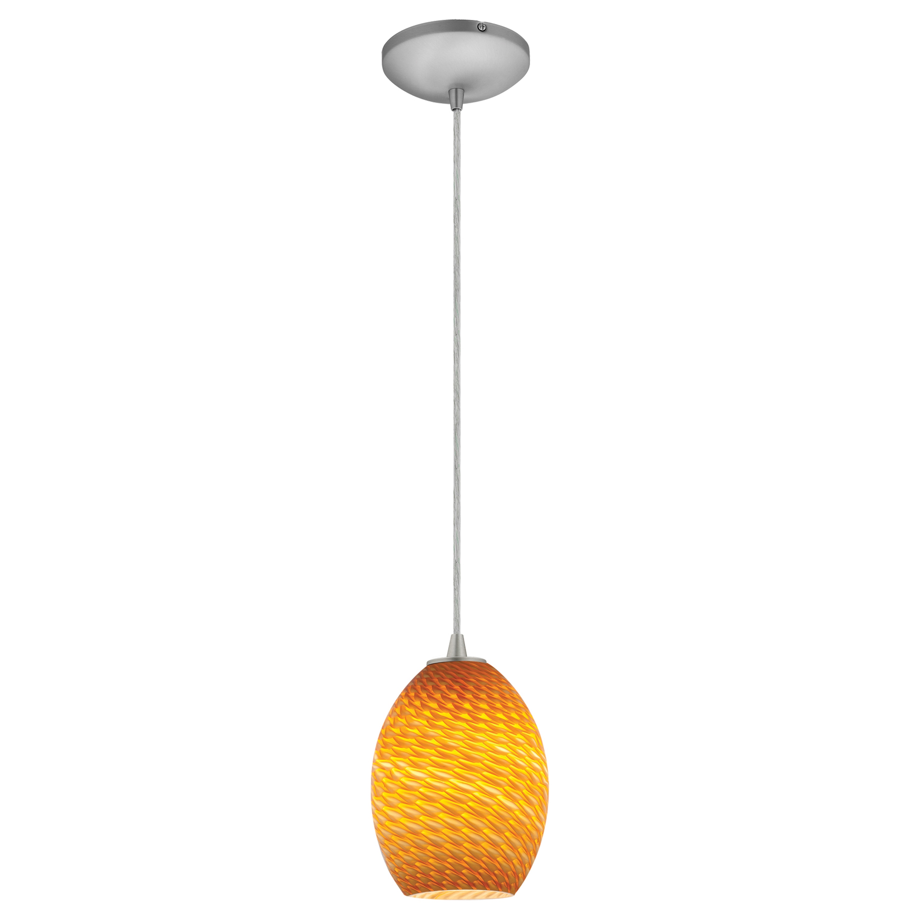 Access Lighting 28023-3C-BS/AMBFB Brandy FireBird 1 -Light Brushed Steel Transitional Geometric Mini Hanging Pendant light