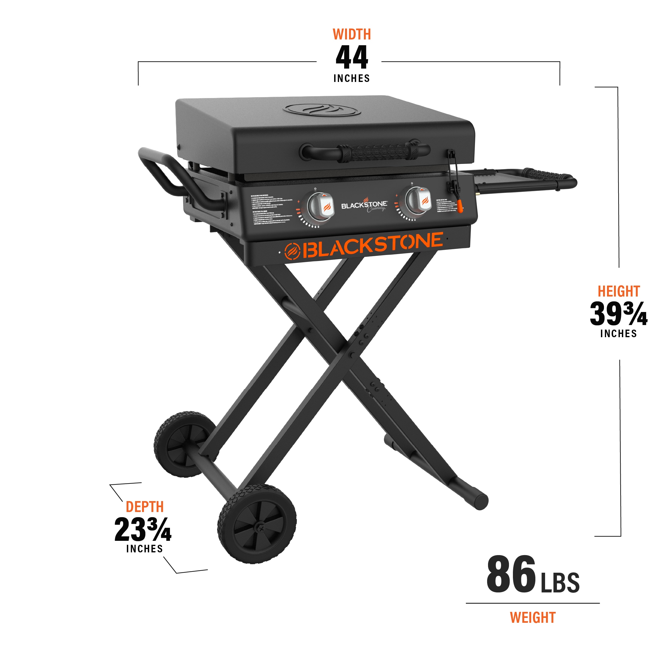 Blackstone Griddle On The Go 22-Inch 2-Burner Tabletop Propane Gas  Commercial Style Flat Top Griddle Rangetop Combo With Hood - 1860