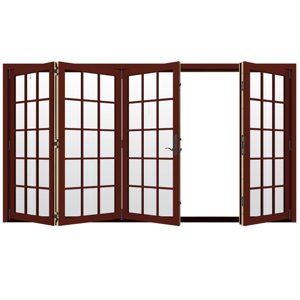 JELD-WEN 124-in x 80-in Low-e Argon Simulated Divided Light Mesa Red ...