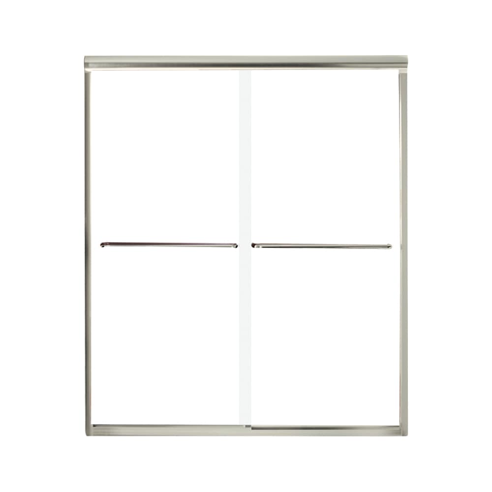 60" White and Nickel Frameless Sliding Shower Kit with Clear Glass