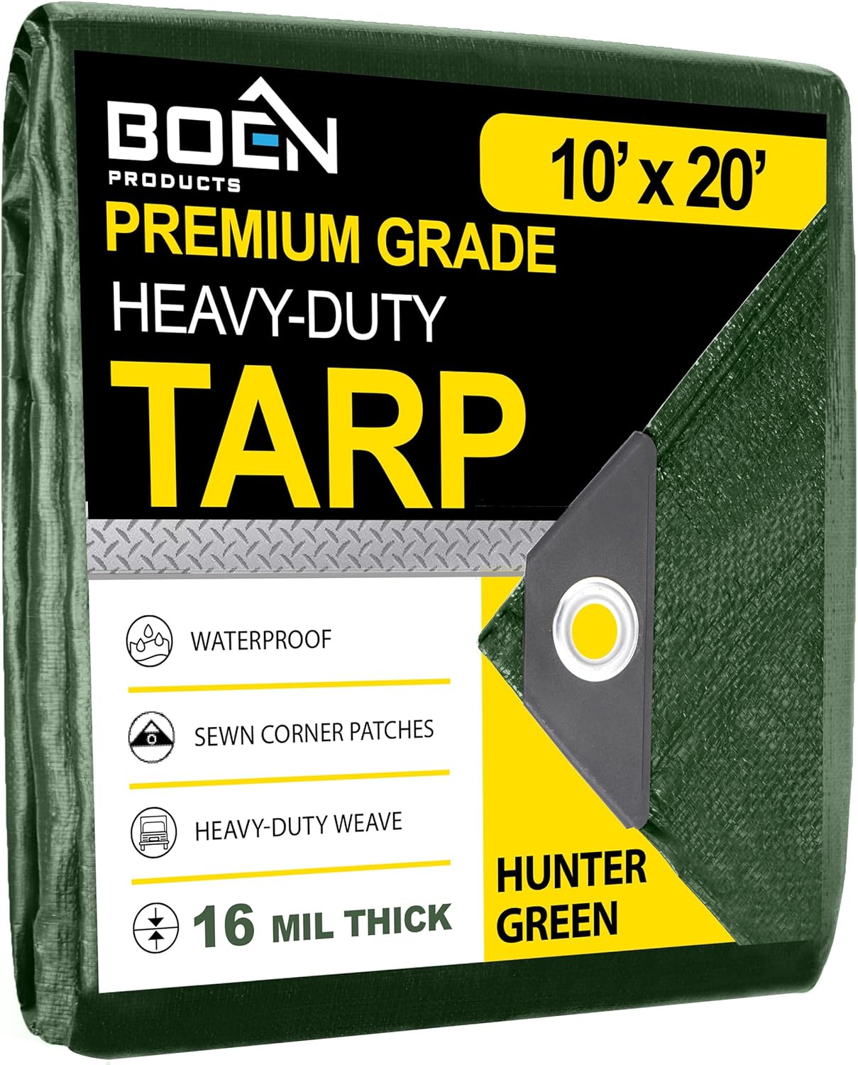 BOEN HGT-1020 10-ft x 20-ft Green Waterproof Commercial Polyethylene 16-Mils Tarp