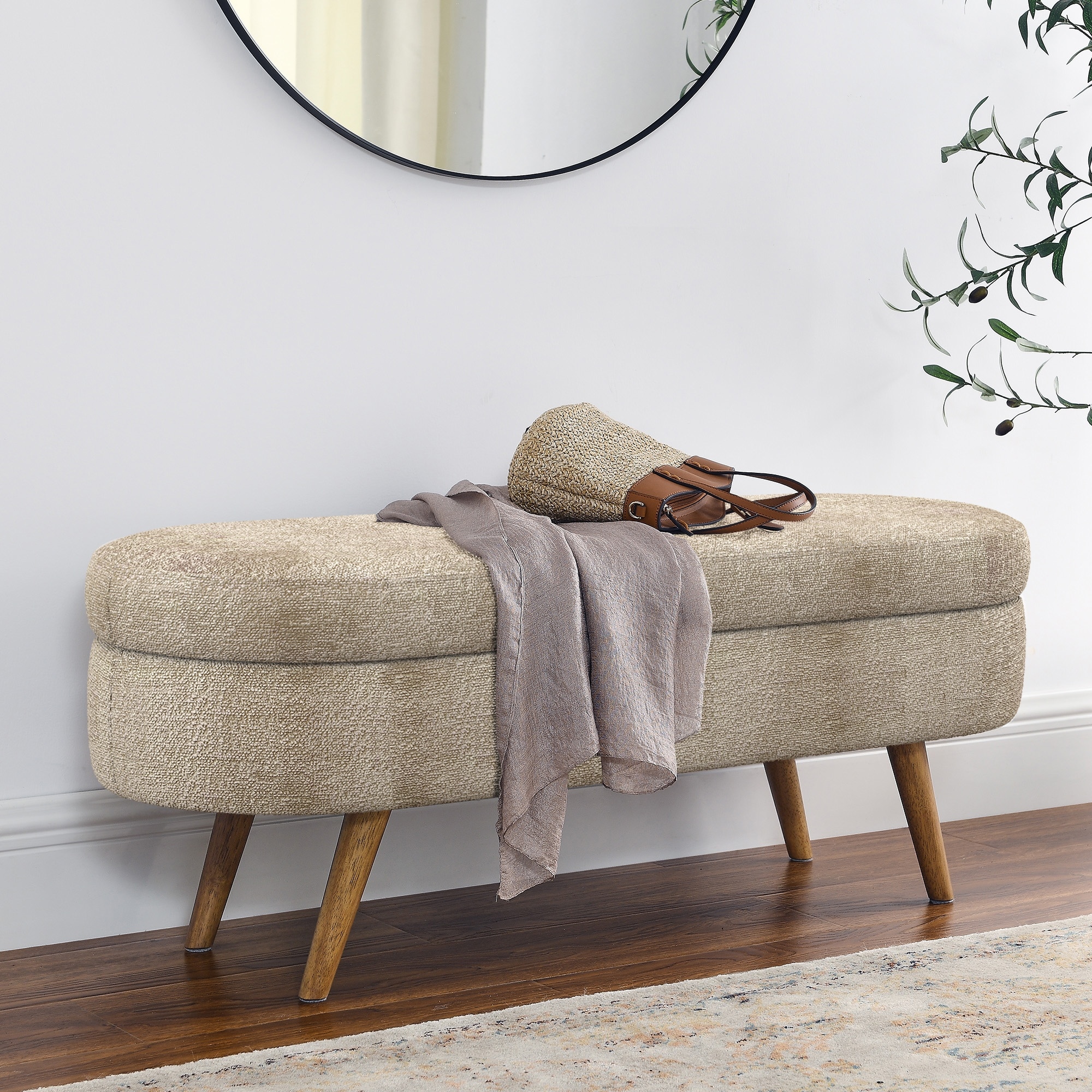 Lycvki EBB-26 Casual Brown Storage Bench with Storage 43.5-in x 16-in x 16-in