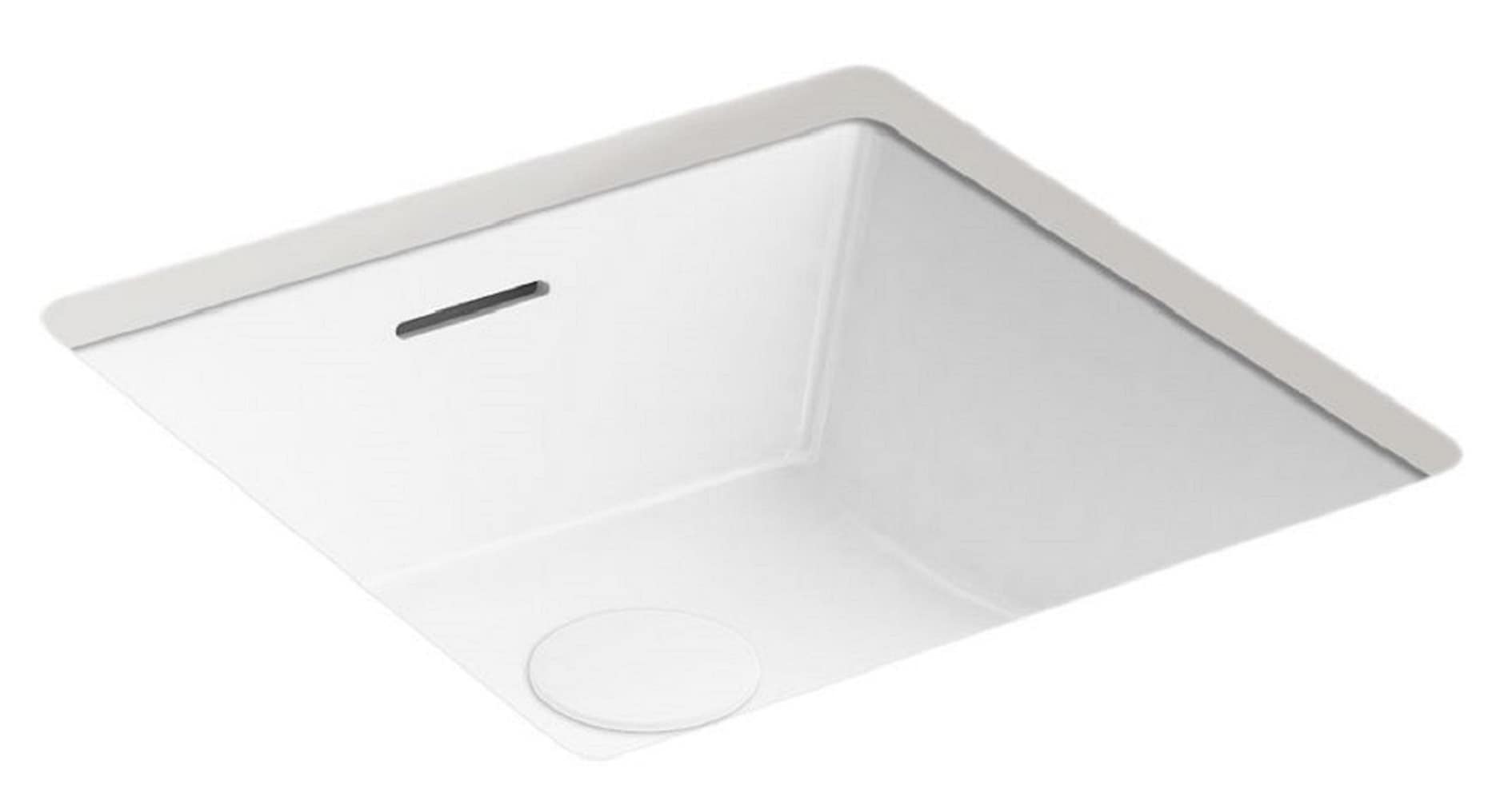 KOHLER 21056-0 Vitreous china Undermount Square Modern White Bathroom Sink with Drain Included ( 16.25-in x 16.4375-in )