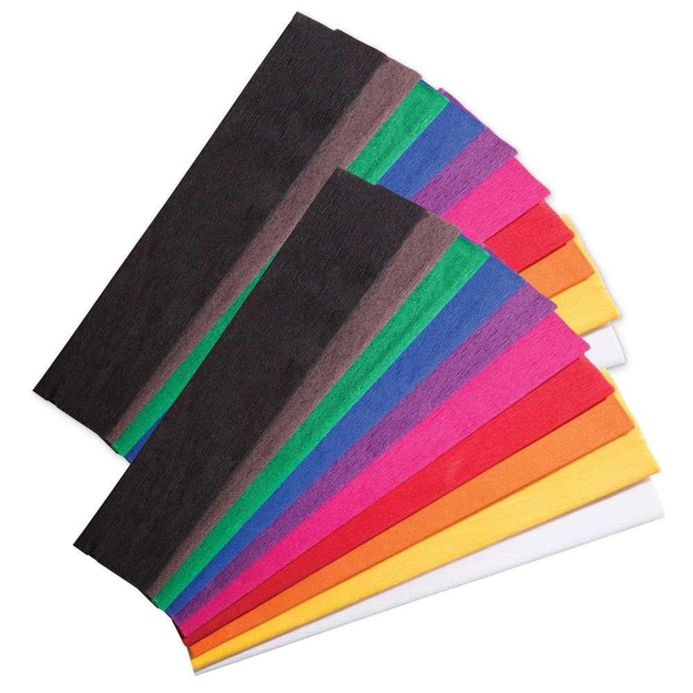 Creativity Street Crepe Paper, 10 Assorted Colors, 20 In x 7-1/2 Ft, 10  Sheets Per Pack, 2 Packs at