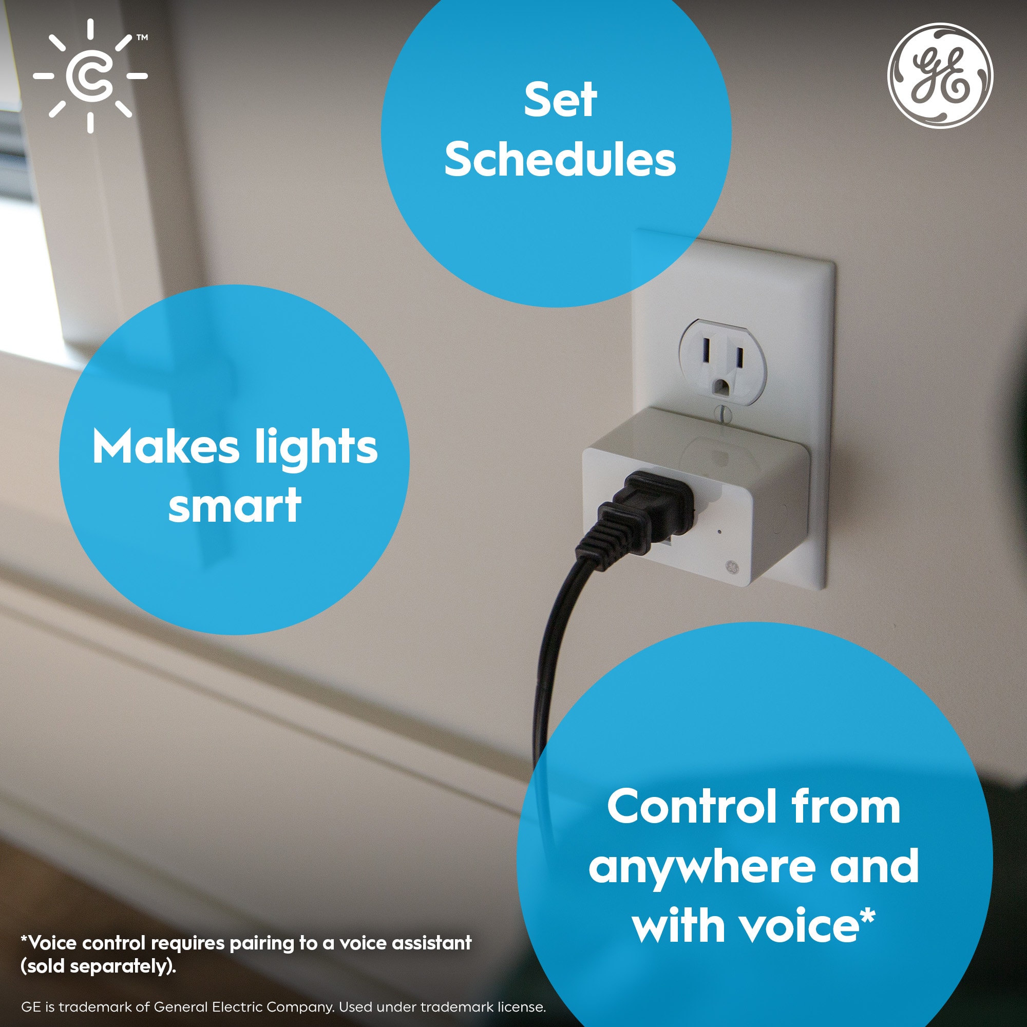 GE CYNC Smart Plug Bundle, (1) Outdoor Smart Plug + (1) Indoor Smart Plug,  Bluetooth and Wi-Fi Outlet Sockets