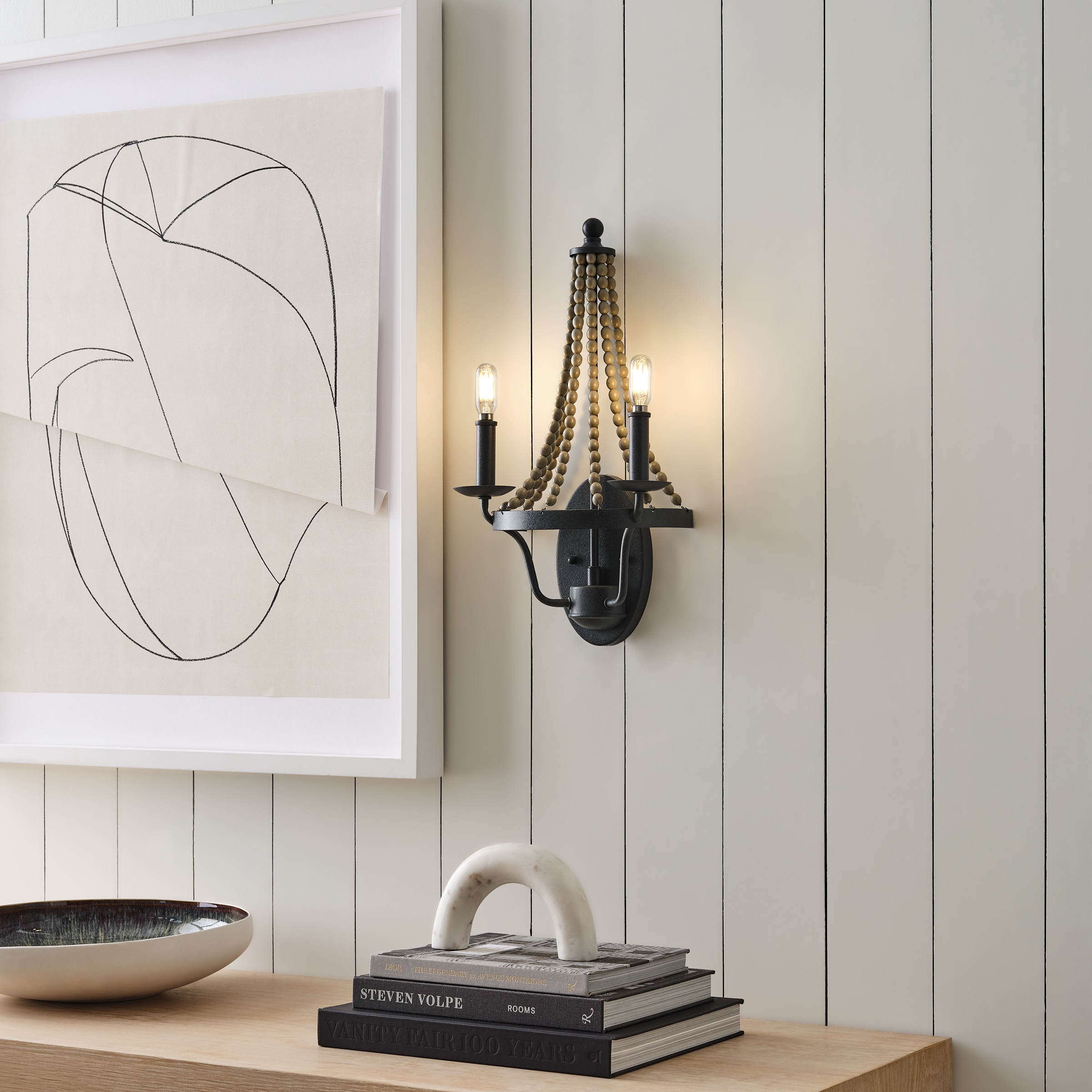 Sean Lavin Nori 2-Light Sconce in Dark Weathered Zinc & Driftwood Grey