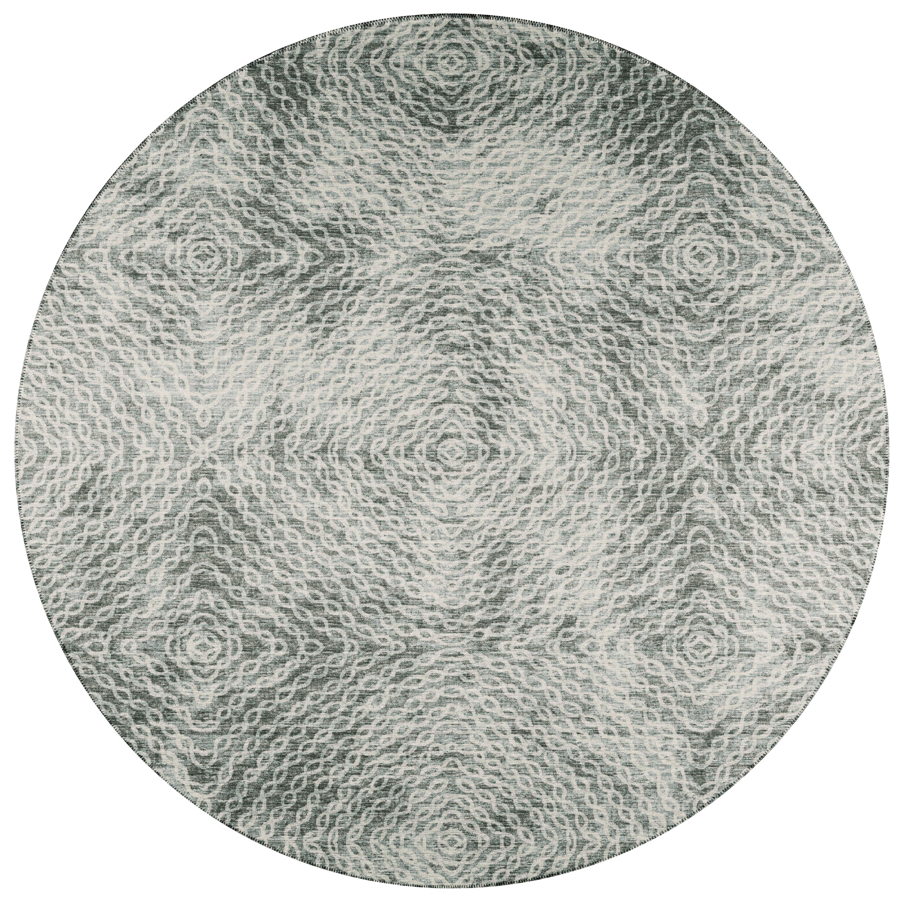 Addison Rugs ABV33AS8RO Bravado 8 x 8 (ft) Chenille Ash Round Indoor/Outdoor Geometric Southwestern Area rug
