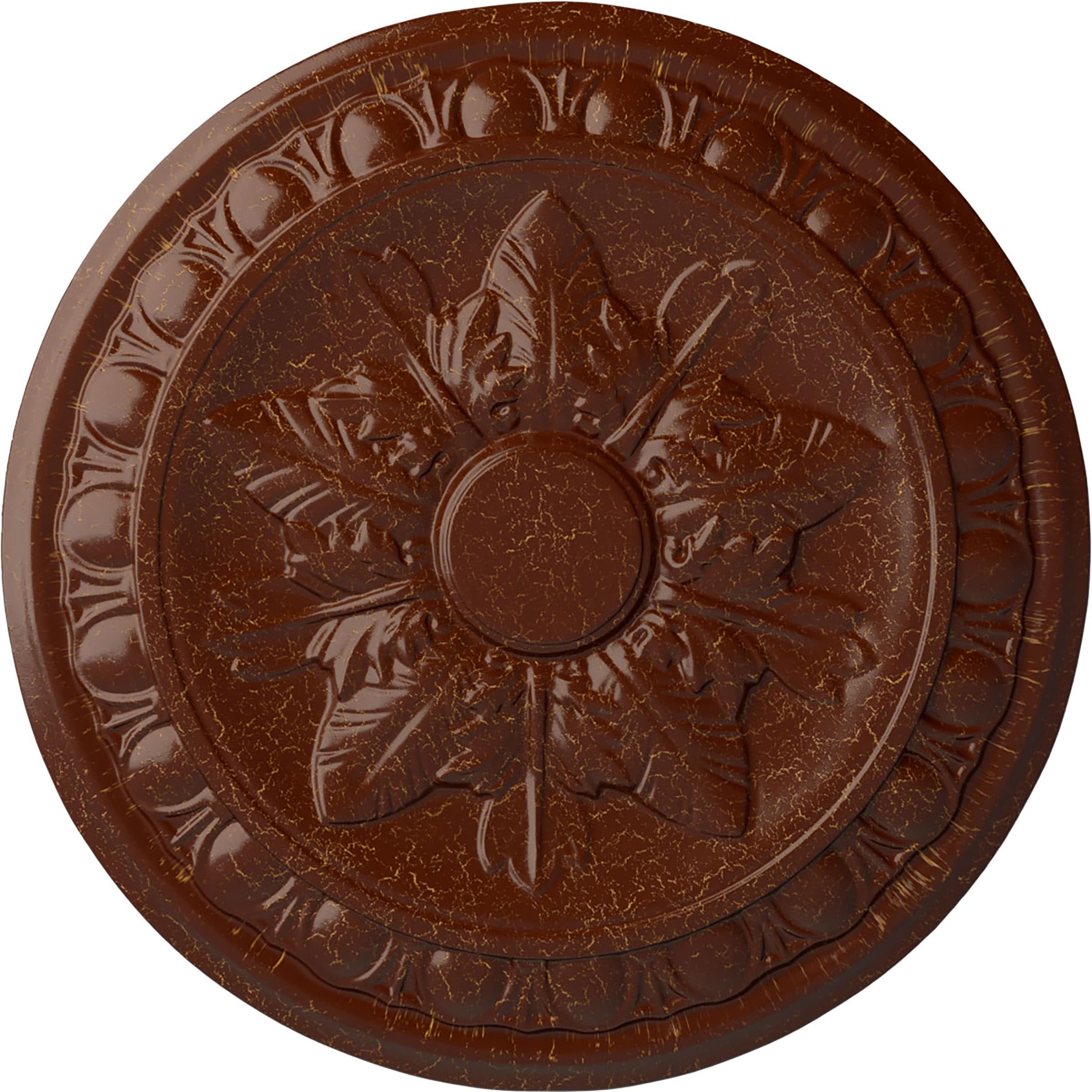 Ekena Millwork CM17EXBMC Exeter 17.75-in W x 17.75-in L Painted Burnished Mahogany Crackle Polyurethane Whole Ceiling Medallion