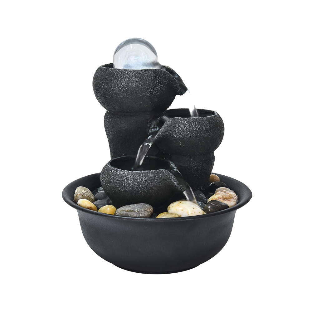 Watnature JS7156033C 8-in H Resin Tiered Fountain Outdoor Fountain Pump Included