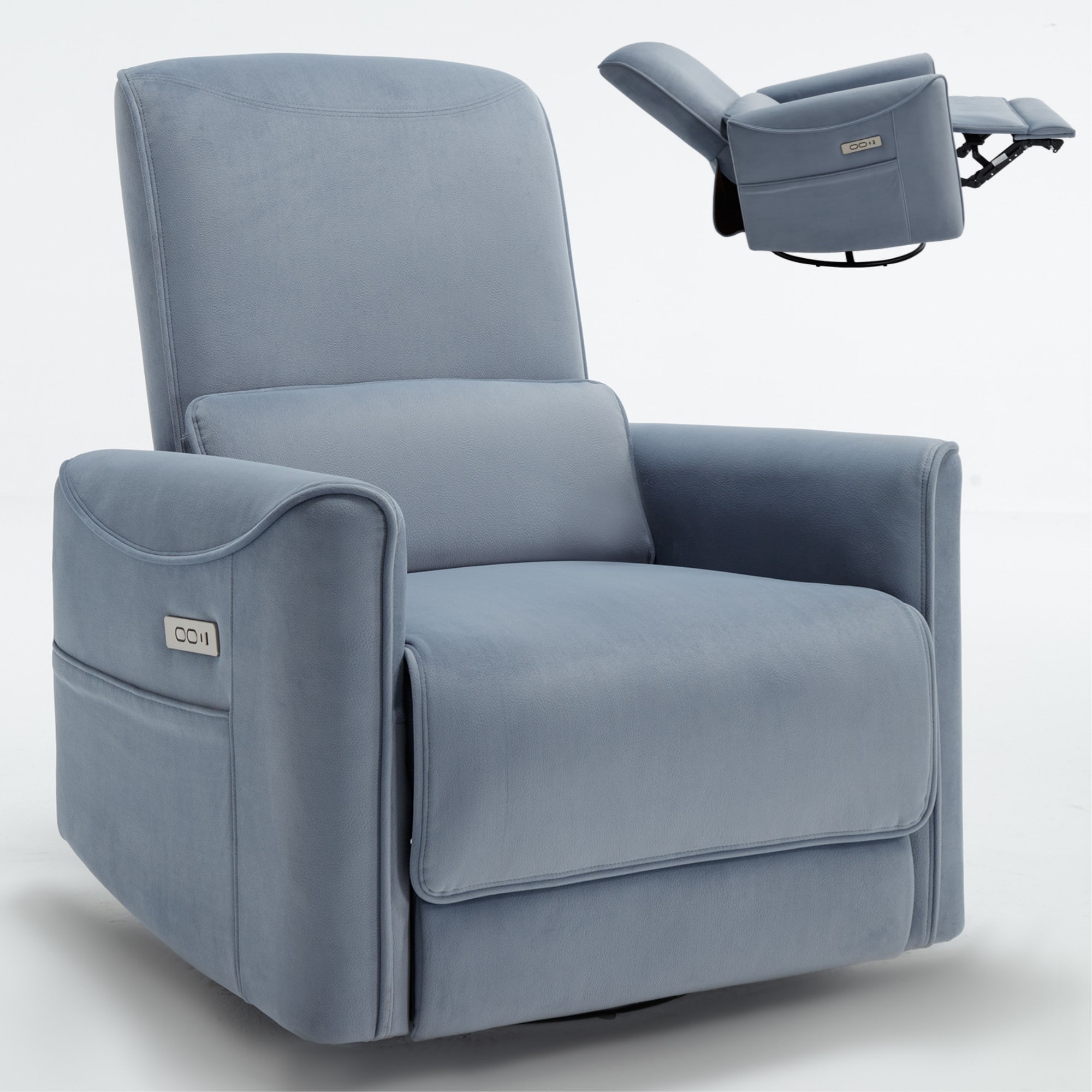 Boyel Living BL-CM812BL Swivel and Rocker Power Recliner Chair Heavy Duty Motion Mechanism with USB and Type-C Ports