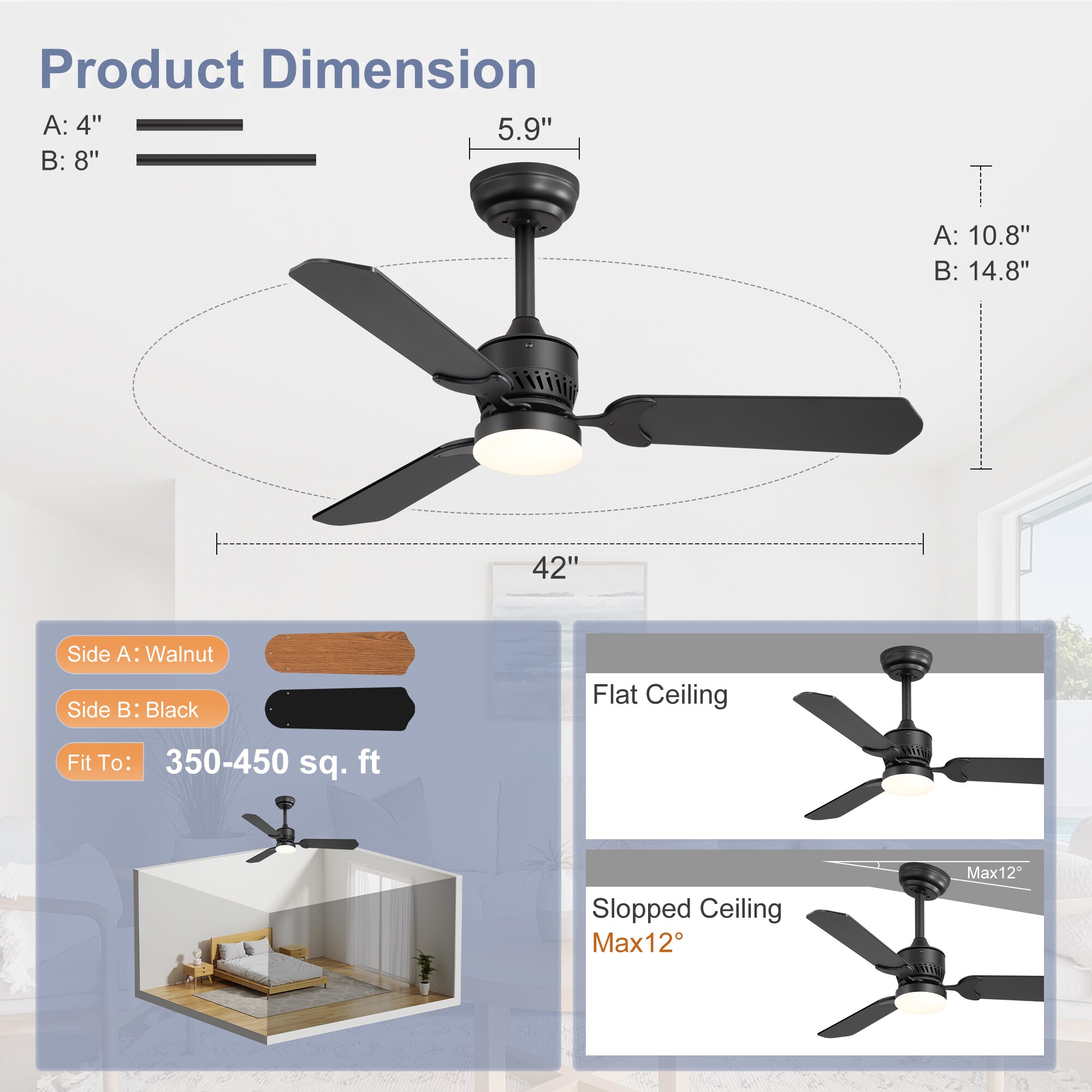 Airsurfer AS-35065-BK-2PCS Ceiling-Fans - View #3