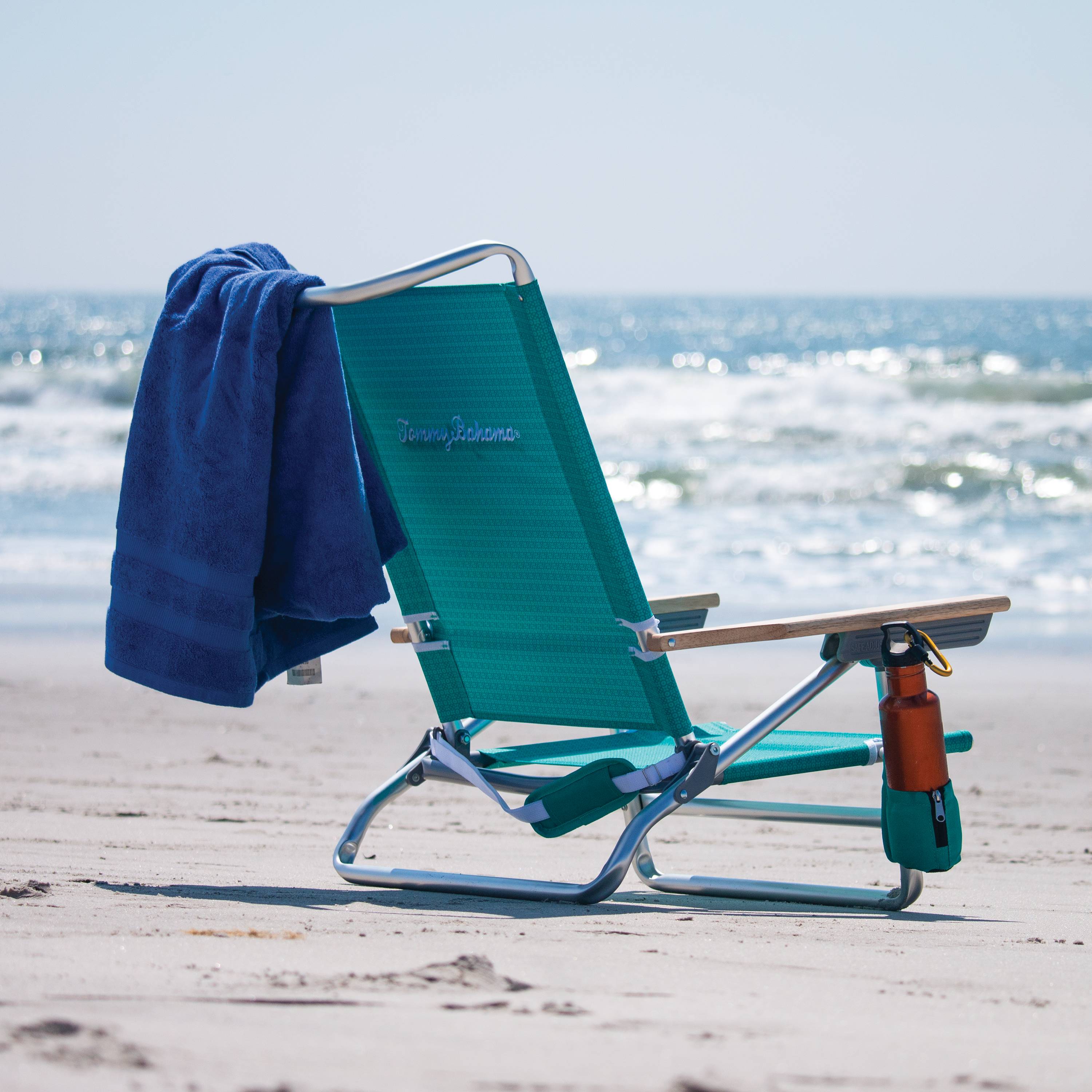 Tommy Bahama Beach Chair, Aluminum, Green Strips