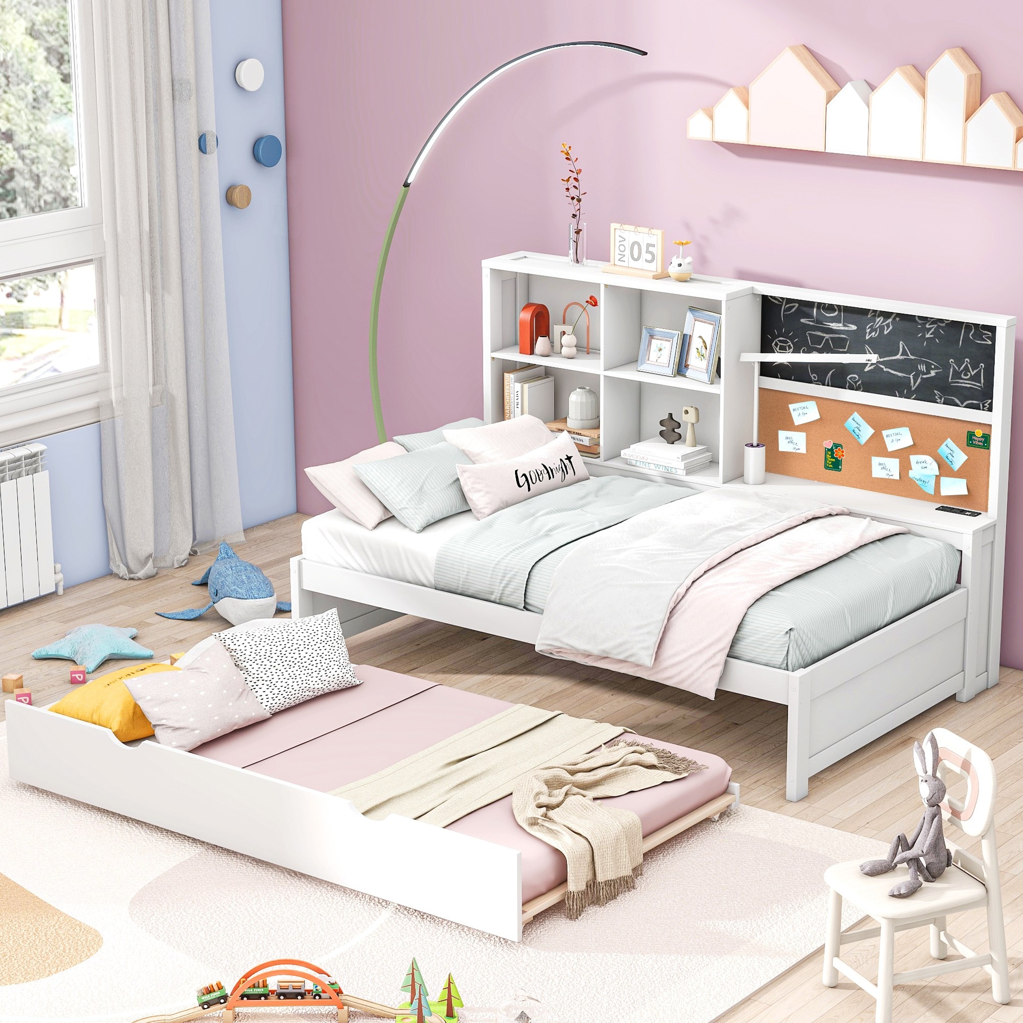 Yiekholo LL-1115AAK White Twin Wood Daybed Bed with Storage