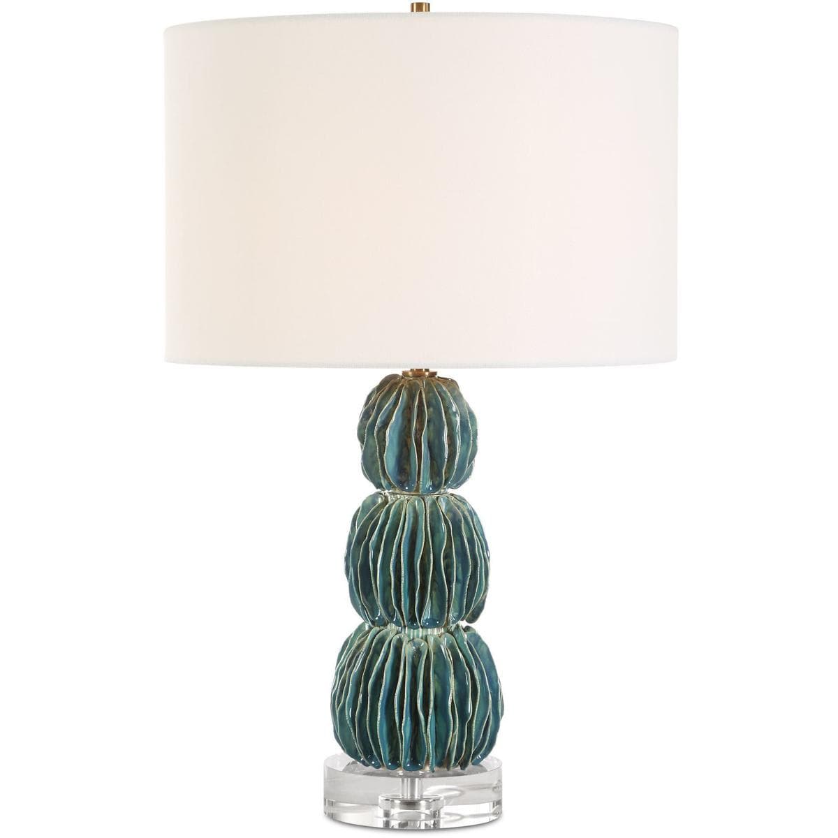 Uttermost  30572 Bonaire 2525 inch 15000 watt Mottled Teal Blue Glaze Table Lamp Portable Light