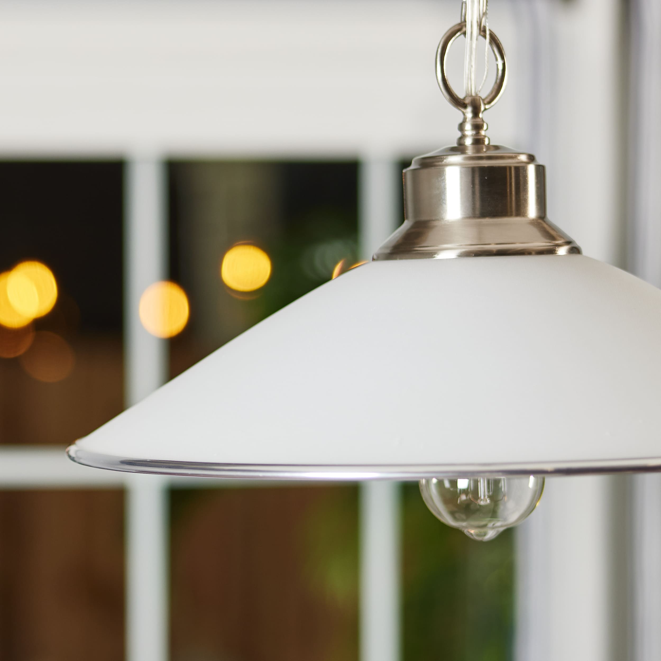 Mini Brushed Nickel Glass Pendant Light with Satin Opal Diffuser