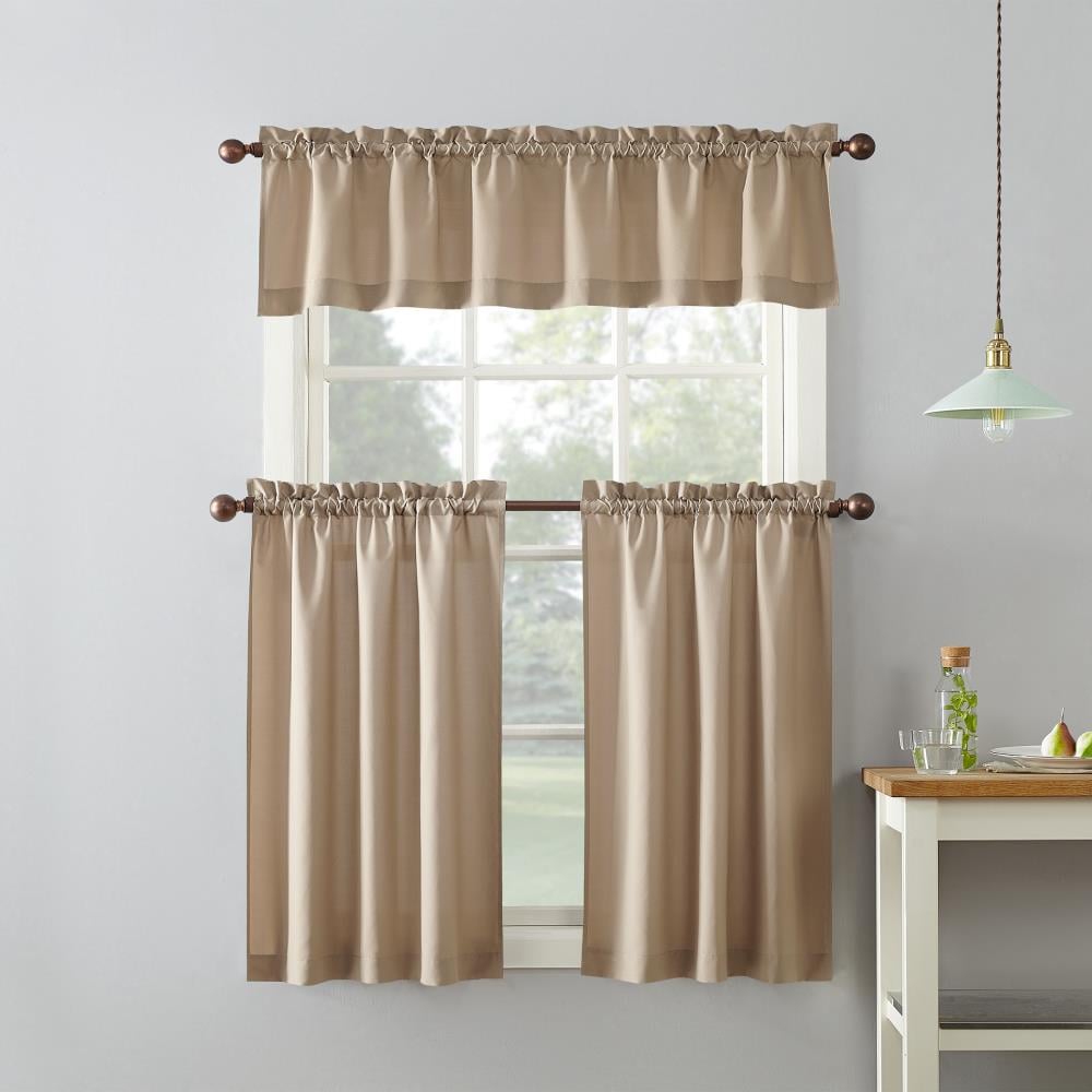 No. 918 36-in Taupe Semi-sheer Rod Pocket Single Curtain Panel 50431 at ...