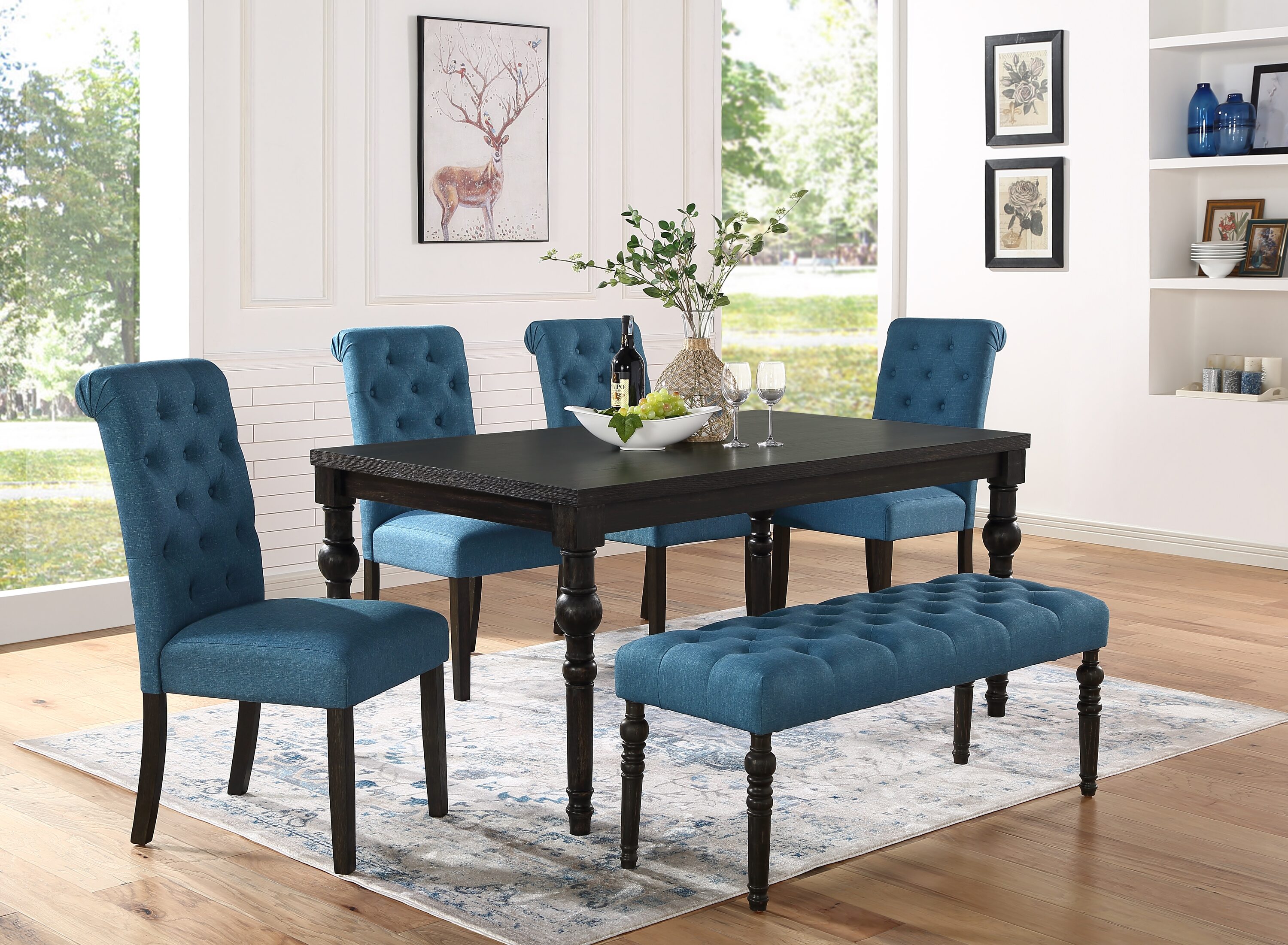 Siavonce XH00117 Black Contemporary/Modern Dining Room Set with Rectangular Table ( Seats 6 )