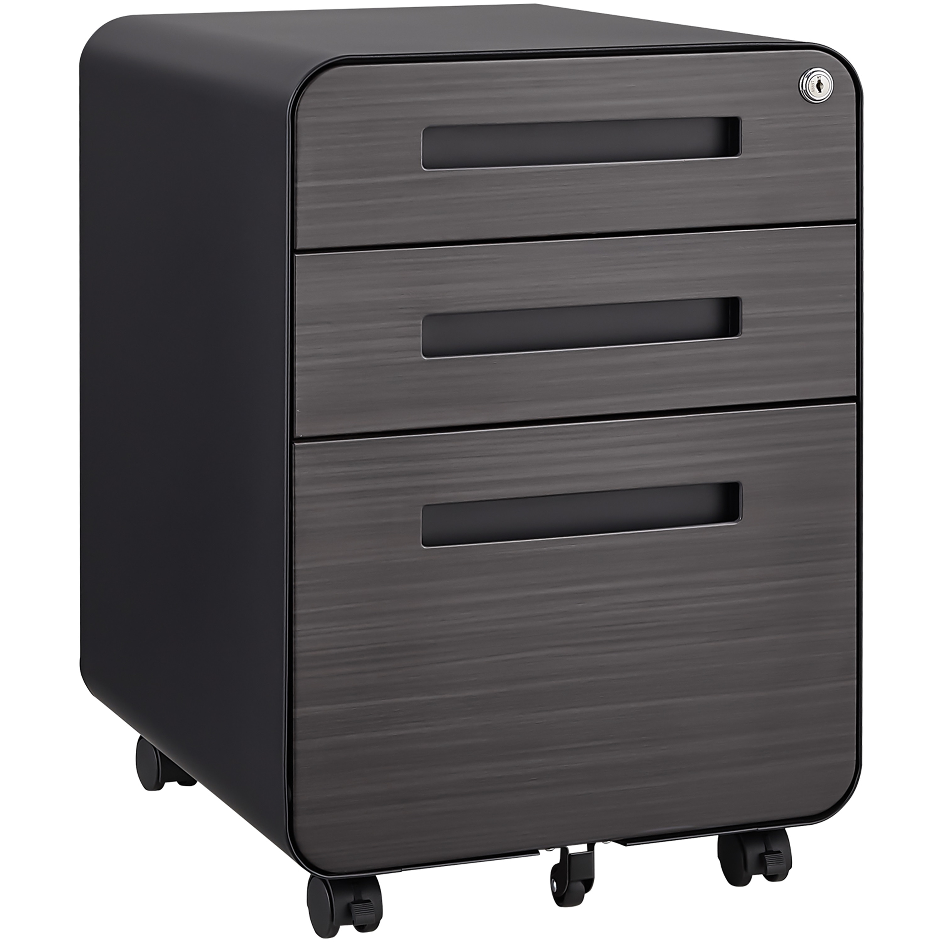 LOVMOR SF-Y-W1247P145907 3 Drawer Mobile File Cabinet Under Desk Office Simple Style Versatile Storage Cabinet for Legal Letter A4 Files with 5 Wheel