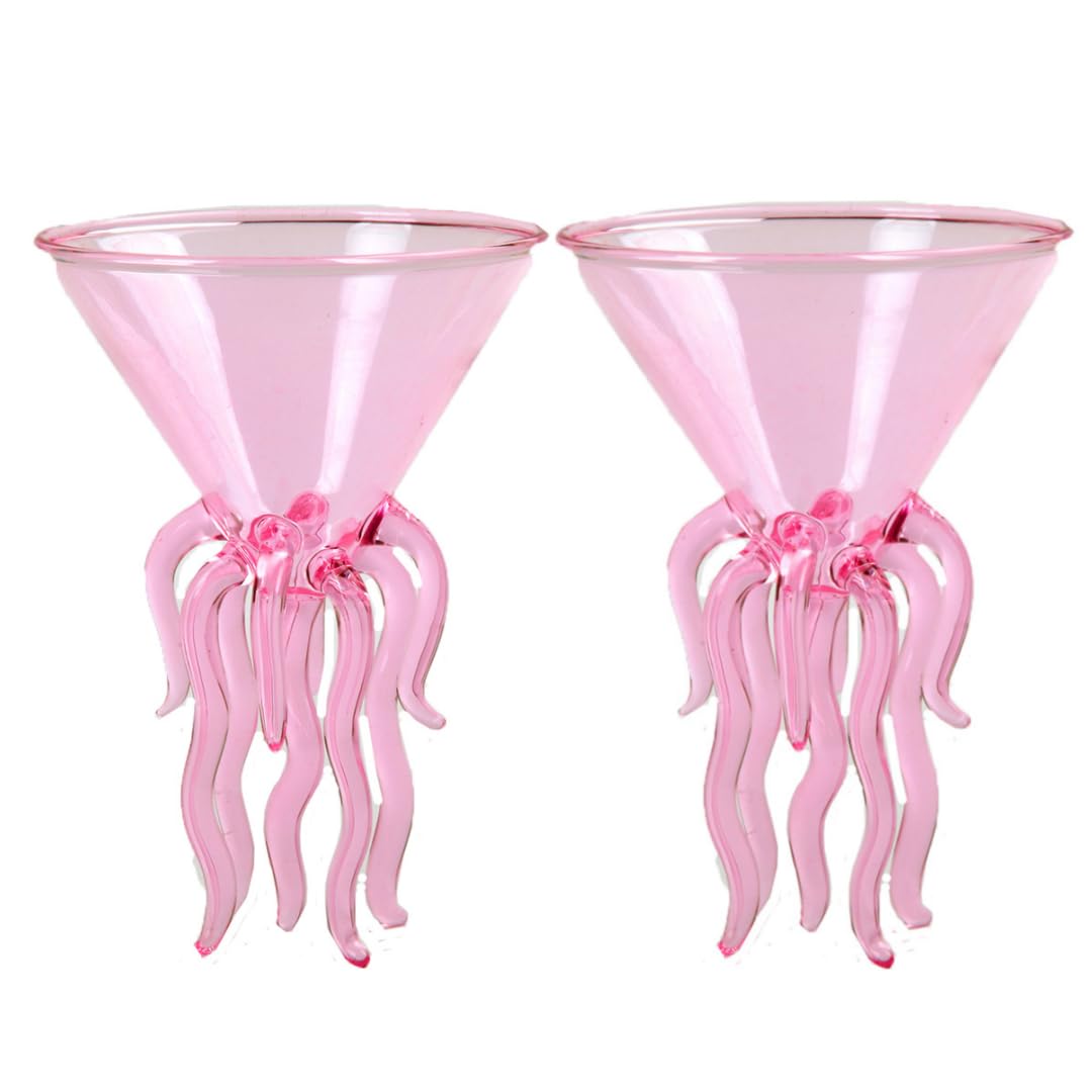 Aoibox  Octopus Design Martini Cocktail Glass 8 5 oz Crystal Glass Goblet Snifter for Bar and Home Set of 1