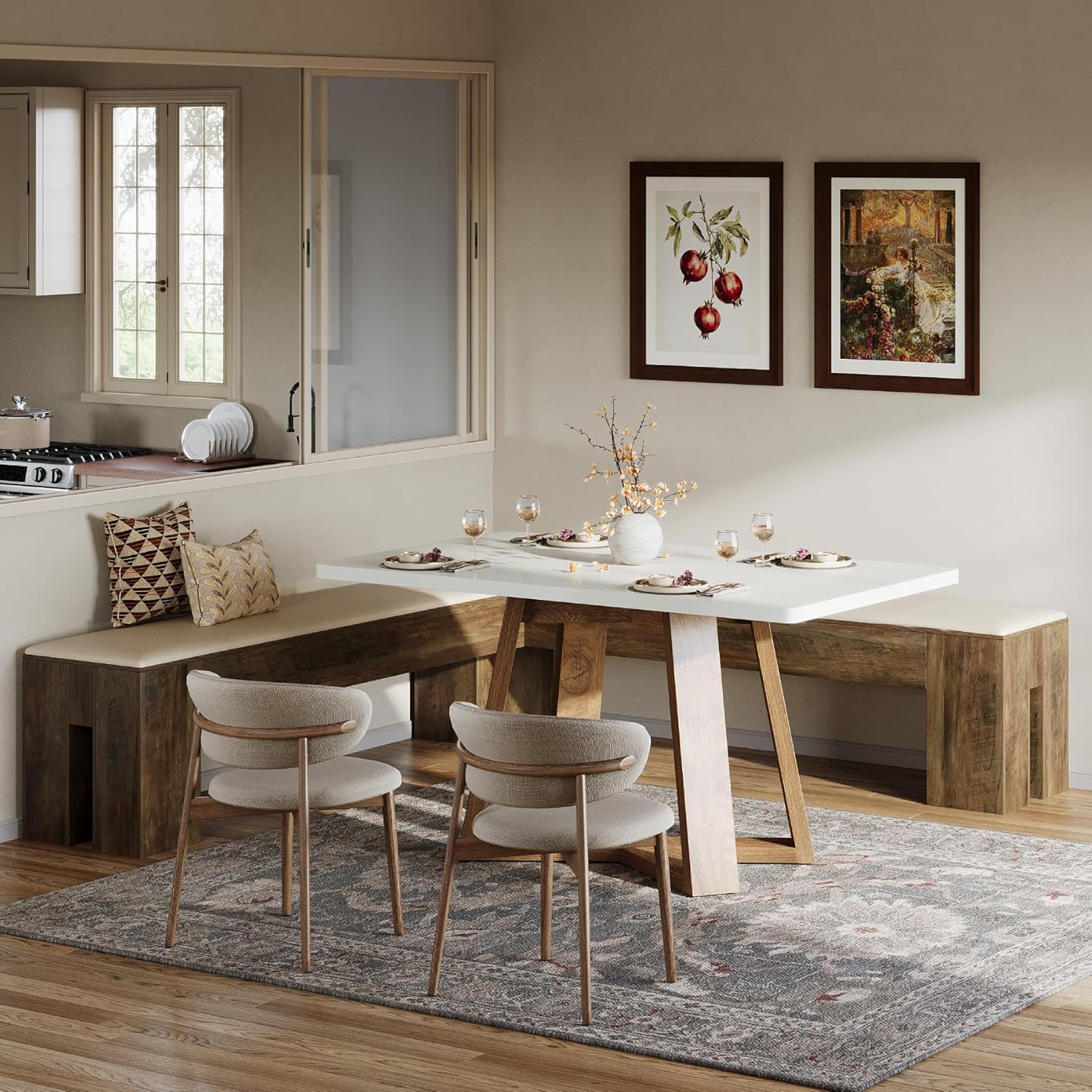 L Shaped Dining Bench