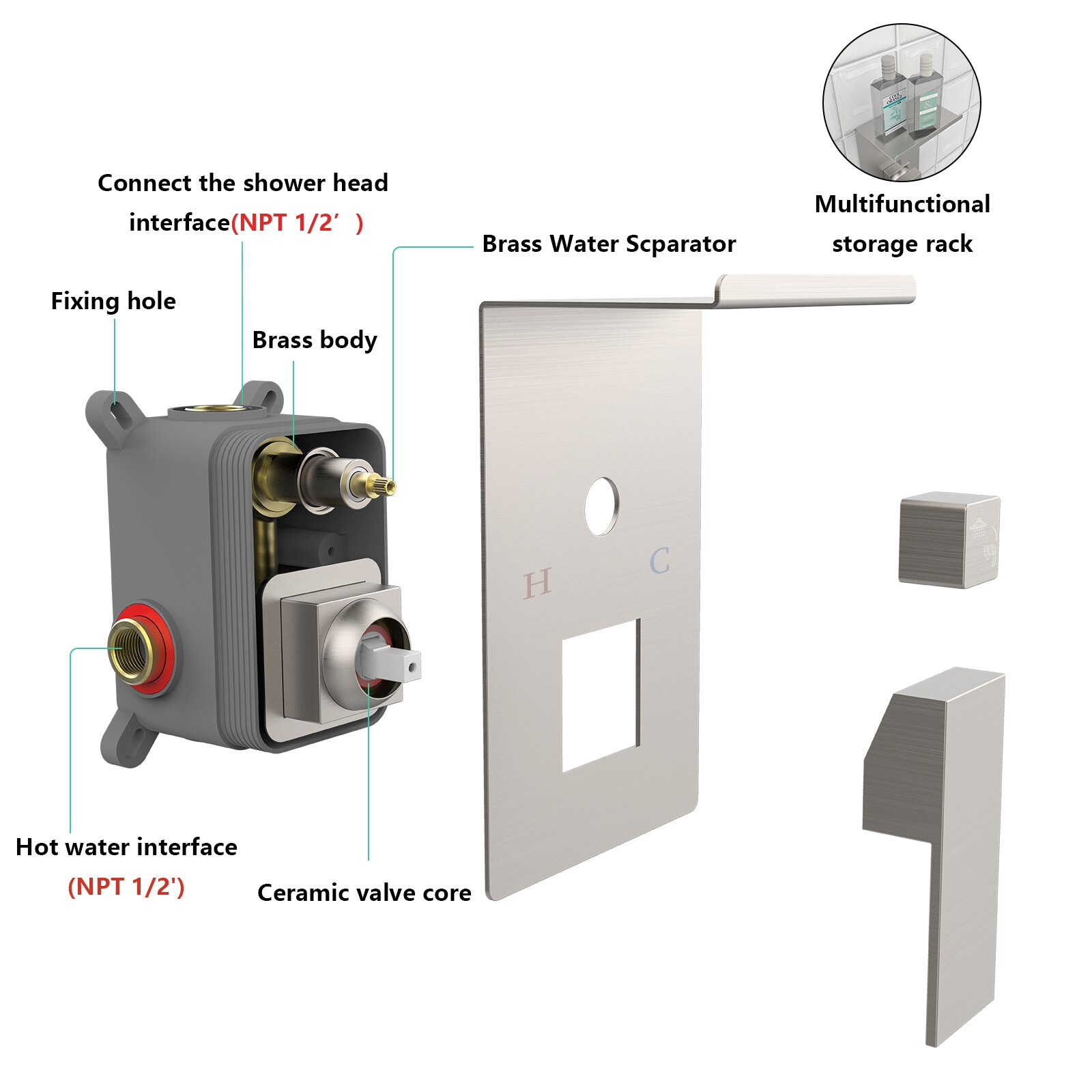 Clihome CHMS-10BN-BOX01 Showerhead-Bar-Panels - View #5