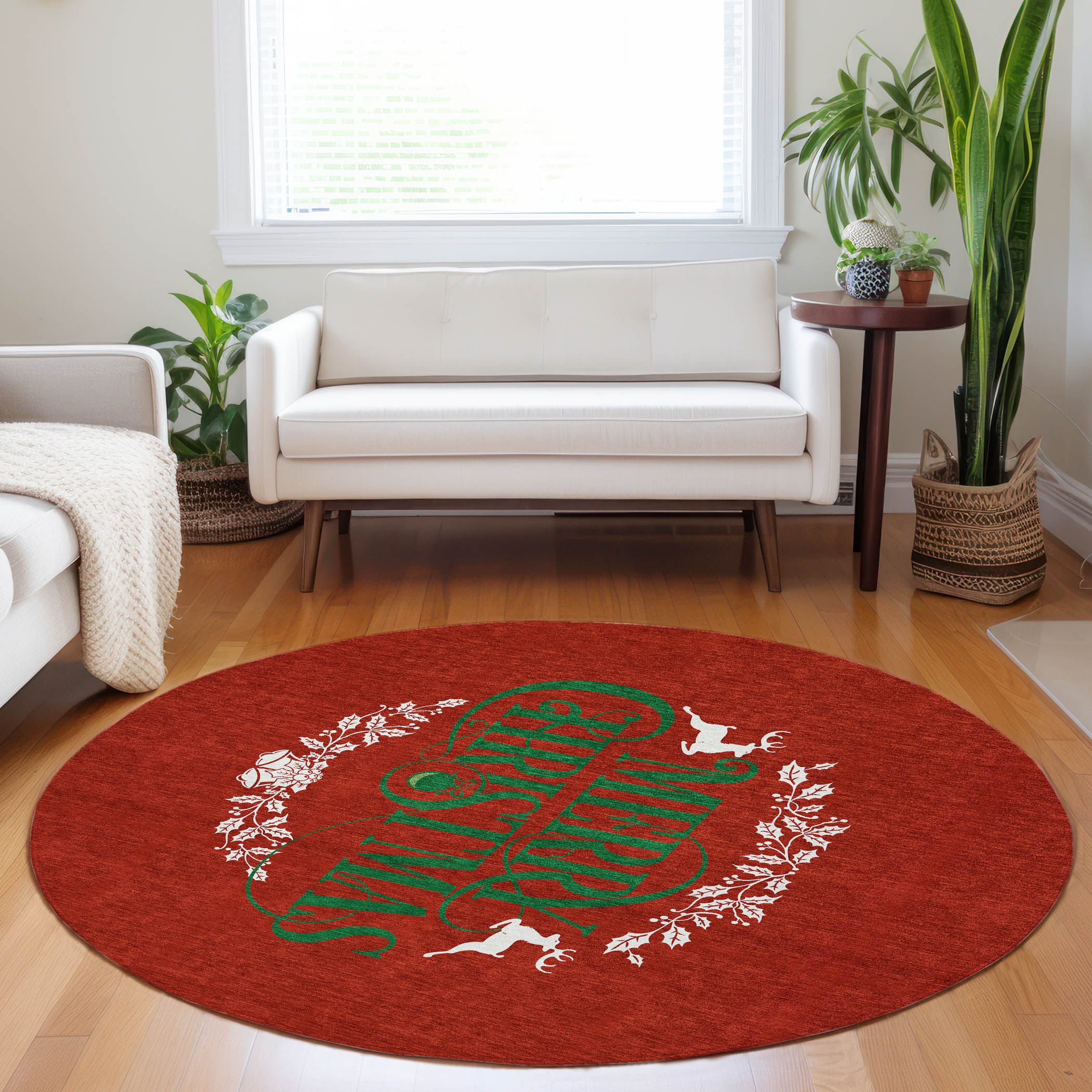 Addison Rugs AMF217RU8RO Mayfield AMF217RU 8 x 8 (ft) Loomed Polyester Ruby Round Indoor Abstract Machine washable Area rug