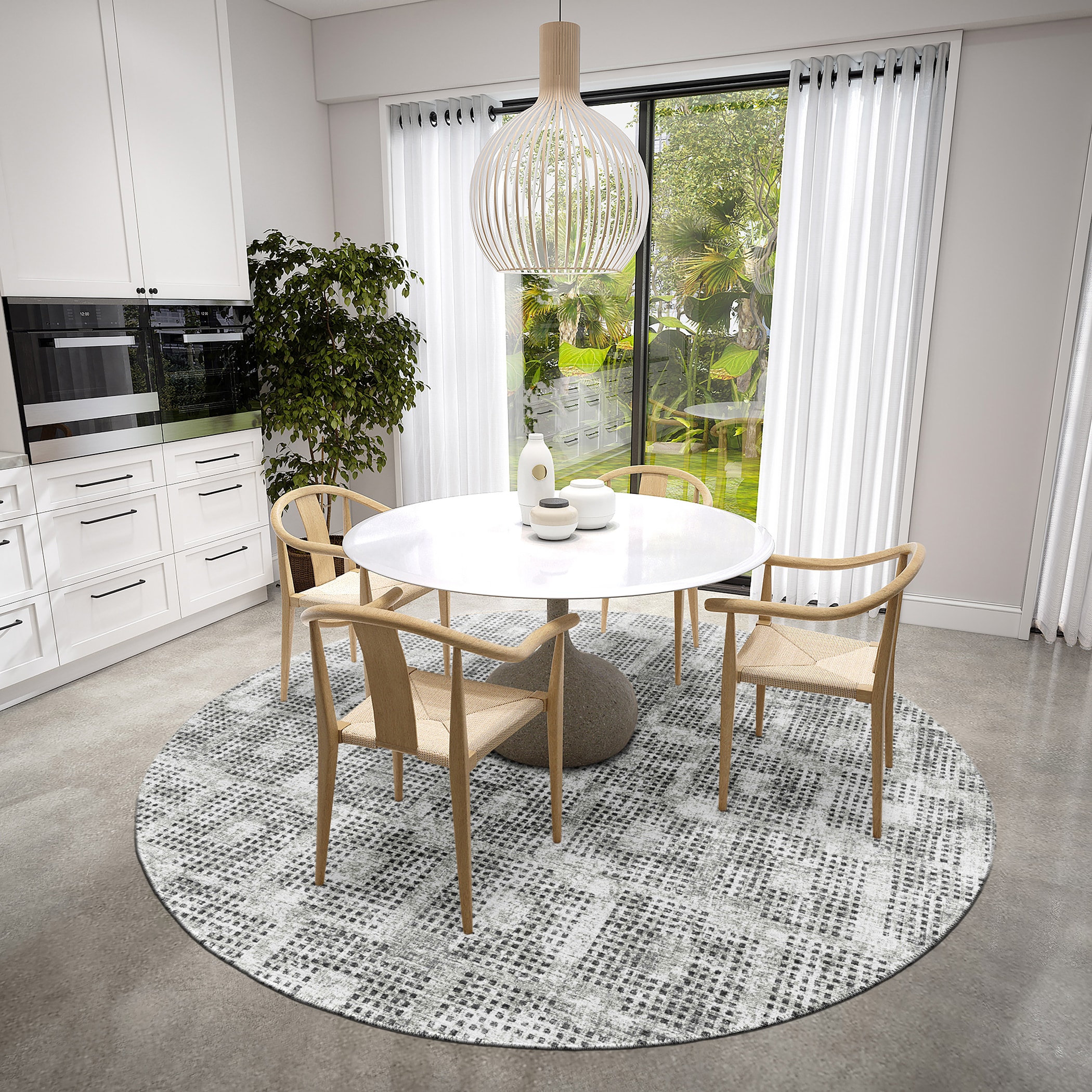 Addison Rugs AER31GY8RO Eleanor 8 x 8 (ft) Loomed Polypropylene Gray Round Indoor/Outdoor Geometric Mid-Century Modern Area rug