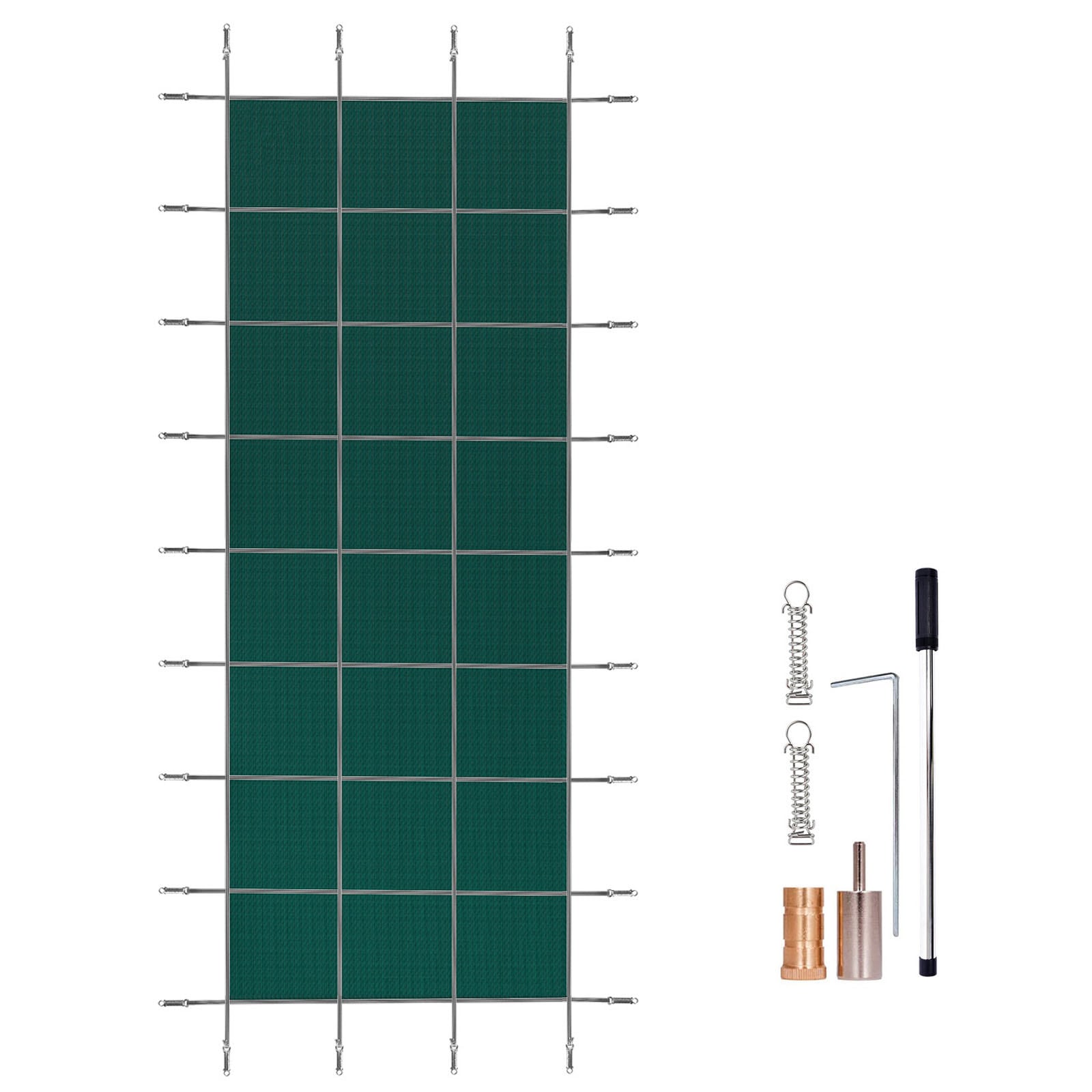 RITSU  480.00 in L x 192.00 in W Green Inground Pool Safety Cover with High Strength Polypropylene Mesh Dual Strap Triple Stitch Reinforcement and Brass Anchor Stainless Steel Spring Hardware for Drain Through Debris Protection