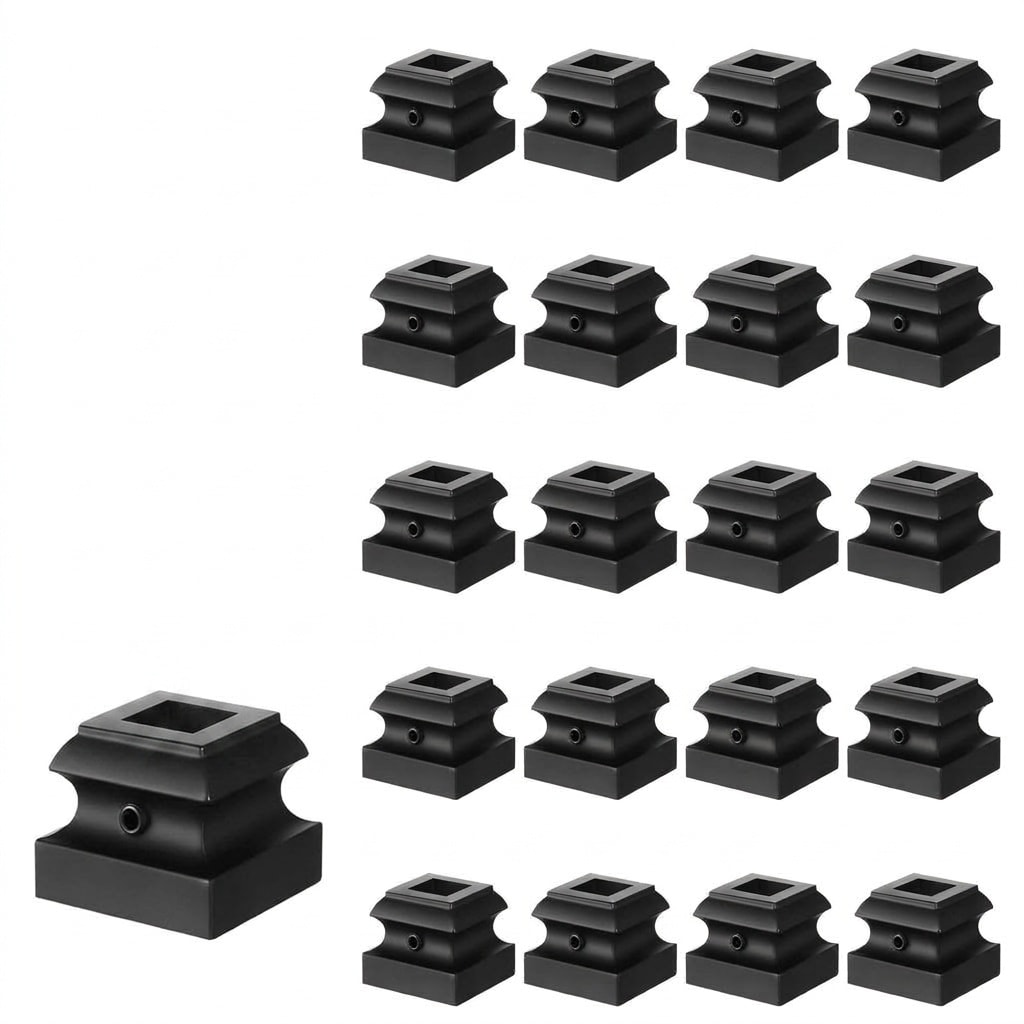 Aoibox  Flat Shoe Mounting Brackets for 0 5 in Square Iron Balusters with Pre Inserted Screws Matte Black