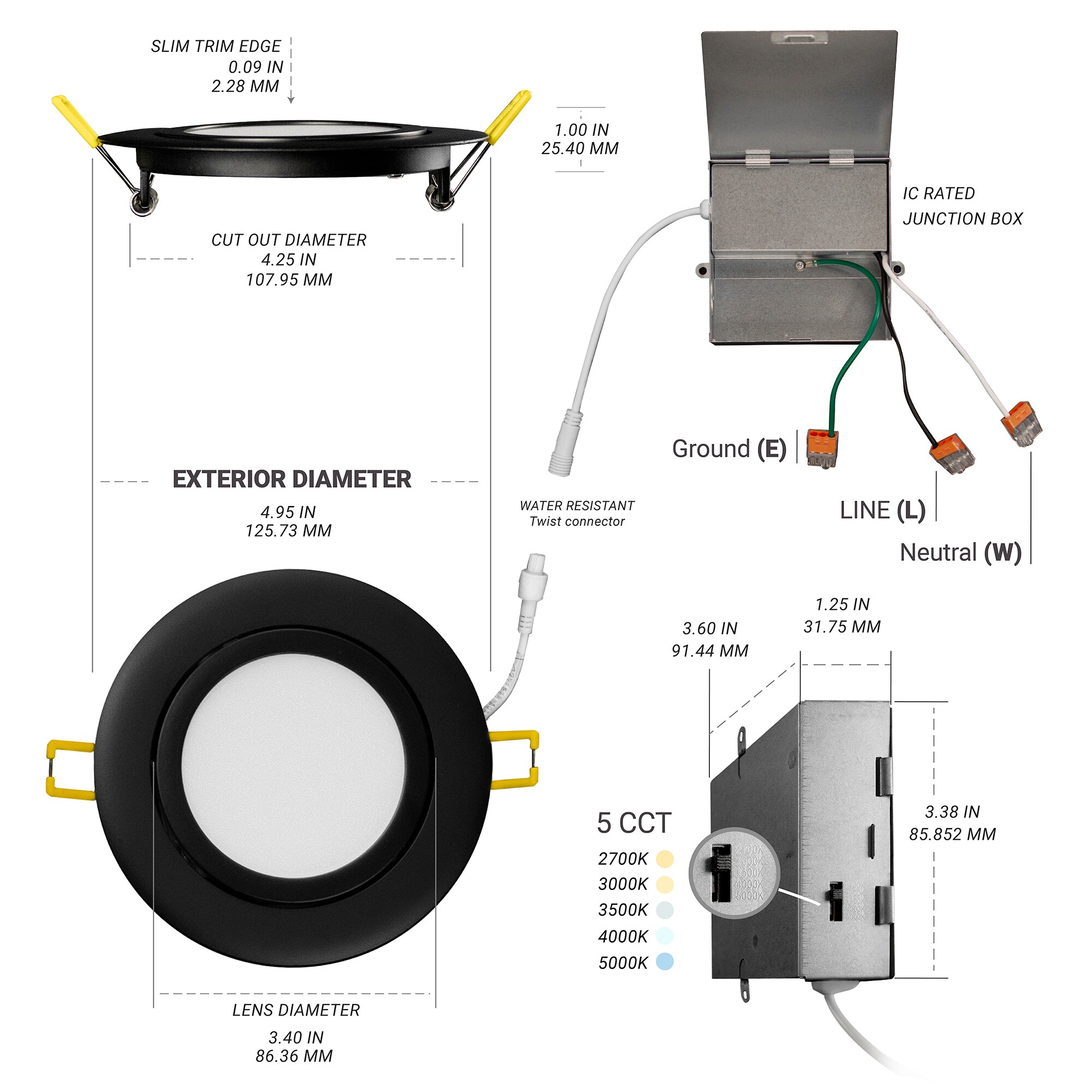 NuWatt Energy Star 4-in Black Aluminum LED Recessed Light, 630 Lumens