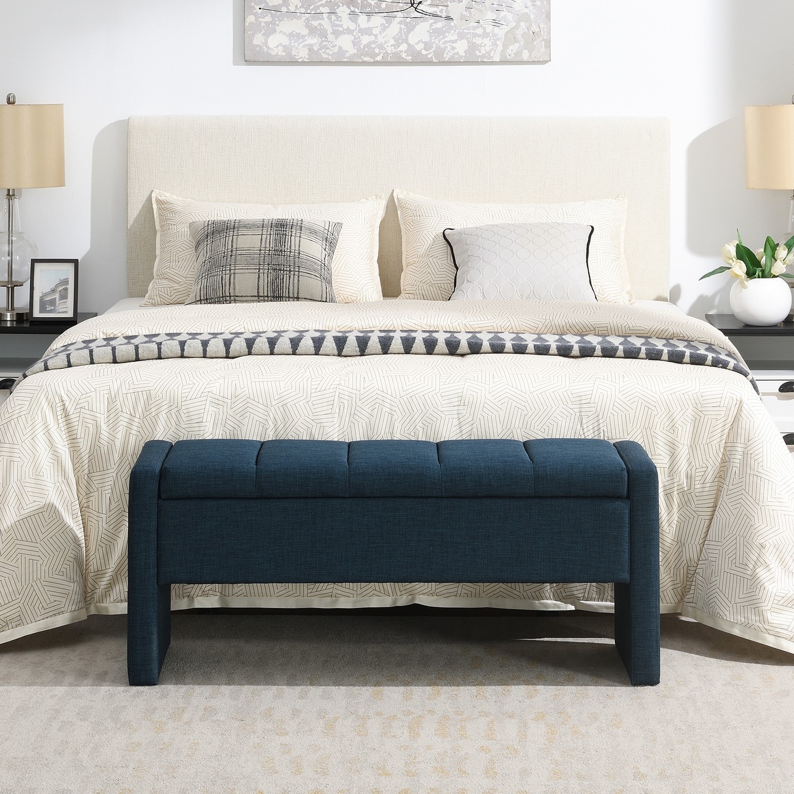 KTMBDW - Modern Ottoman with Storage - Upholstered Entryway Bench with Comfy Seating for Bedroom ...