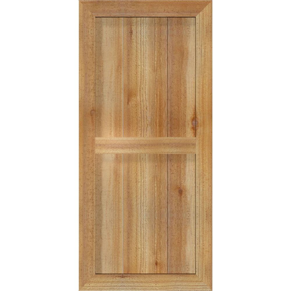Ekena Millwork RBF06S16X035RWR 16.125-in W x 35-in H Unfinished Paintable/Stainable Board and batten Framed Wood Exterior Shutters ( 2 -Pack )