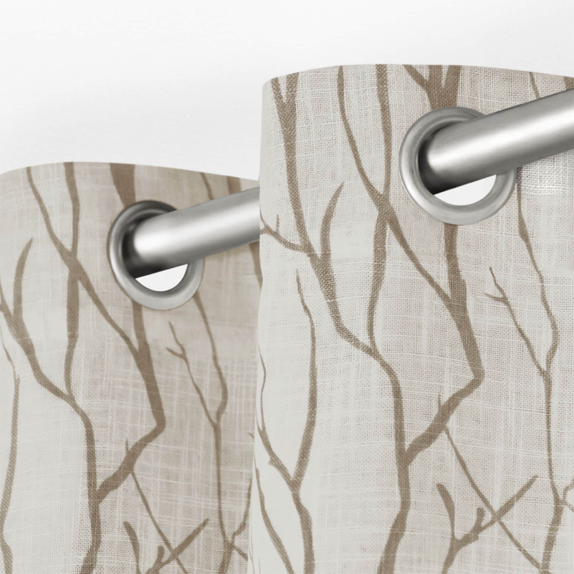 Oakdale Taupe Light-Filtering Polyester Linen Grommet Curtains, 54"x96"