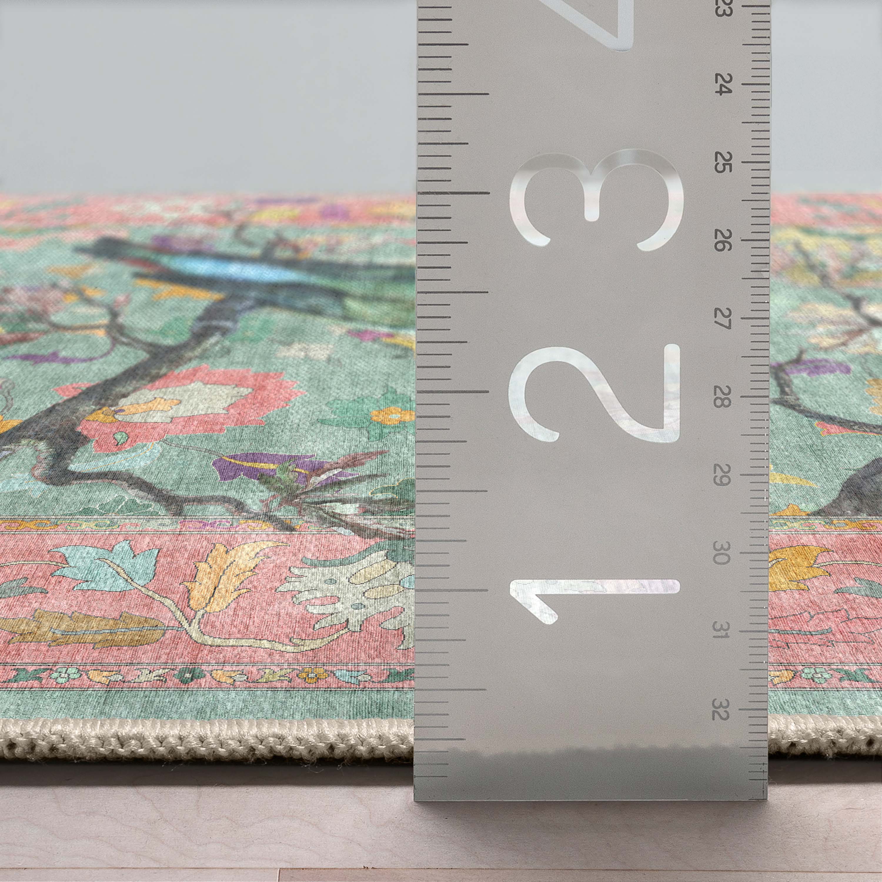 Botanical Birds Green Multi 5'3" x 7'3" Synthetic Area Rug