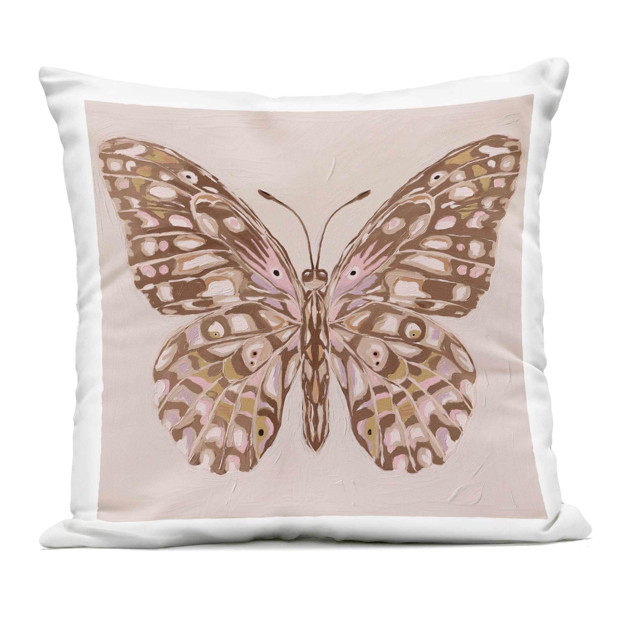 Stupell Industries PLR-315-OSQ-18X18 Butterfly Wings in Neutral Outdoor Printed Pillowdesign by Anna Lischenko 18 x 18